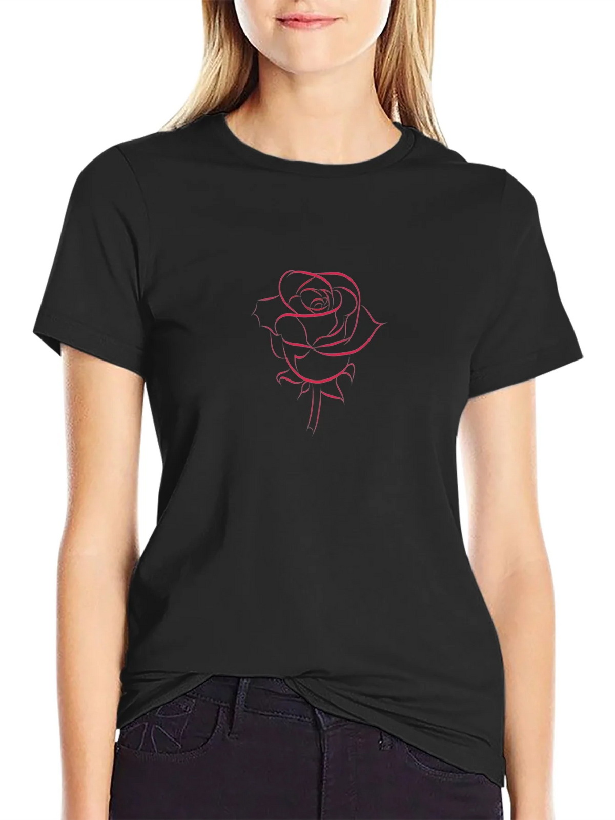 Rose Outline Graphic Tee - Stylish and Minimalist product image 2