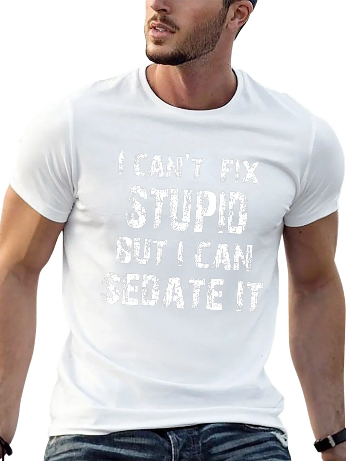 I Cant Fix Stupid Sedate It Black Graphic T-Shirt product image 12