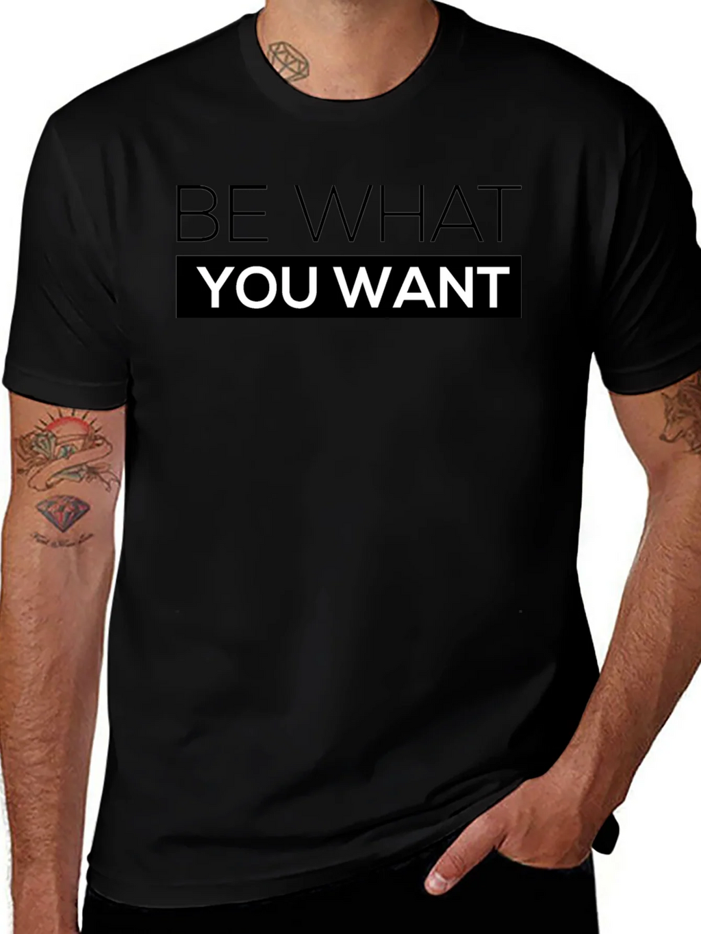 Be What You Want T-Shirt Black Cotton product image 1