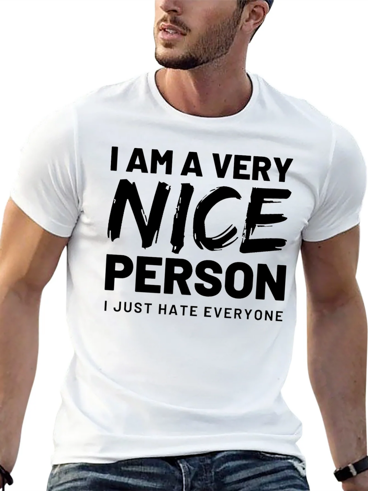 Funny I Am A Very Nice Person Black T-Shirt product image 12