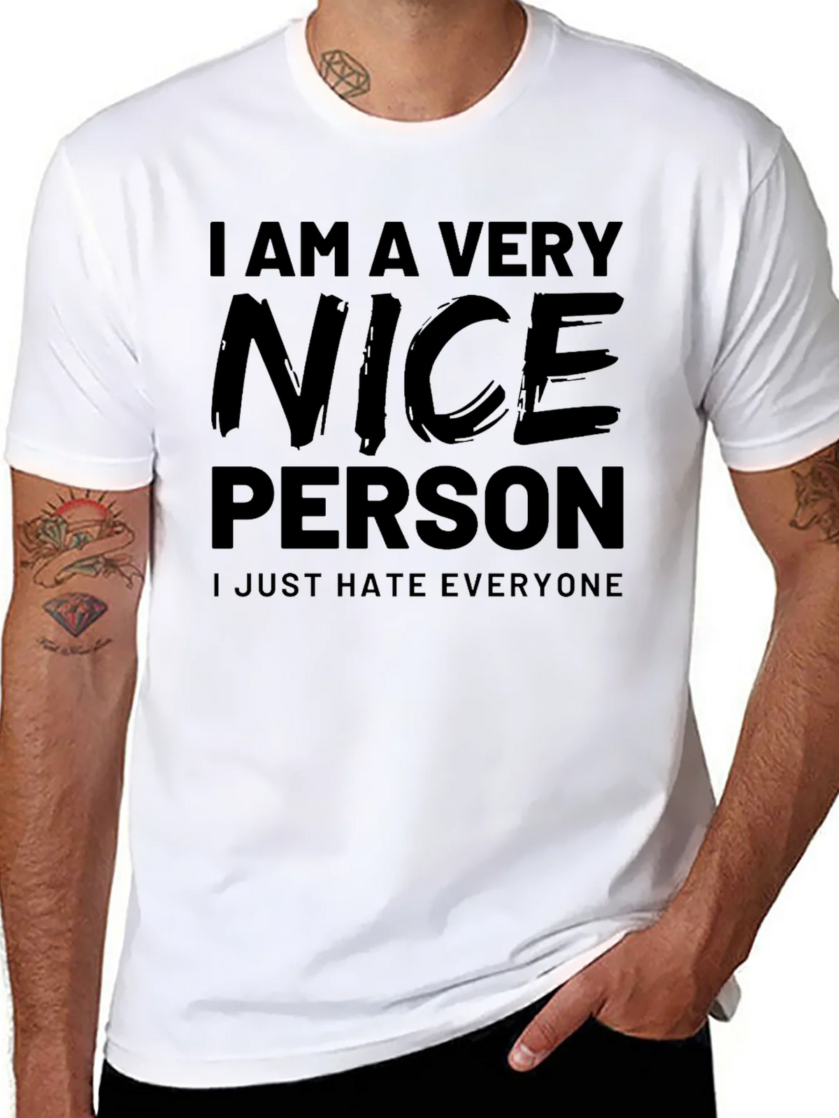 Funny I Am A Very Nice Person Black T-Shirt product image 7