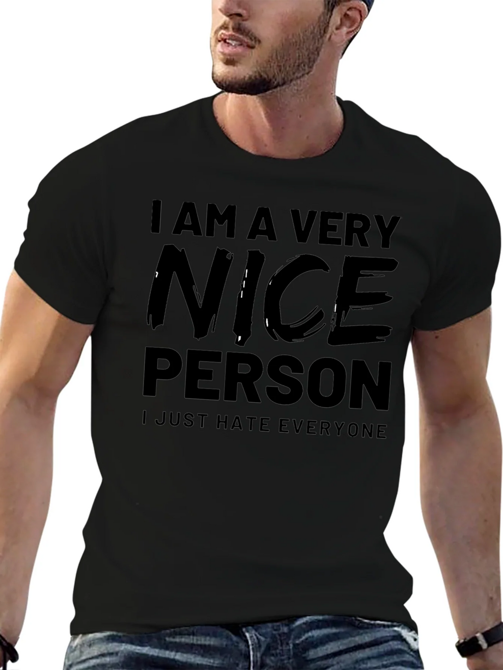 Funny I Am A Very Nice Person Black T-Shirt product image 6