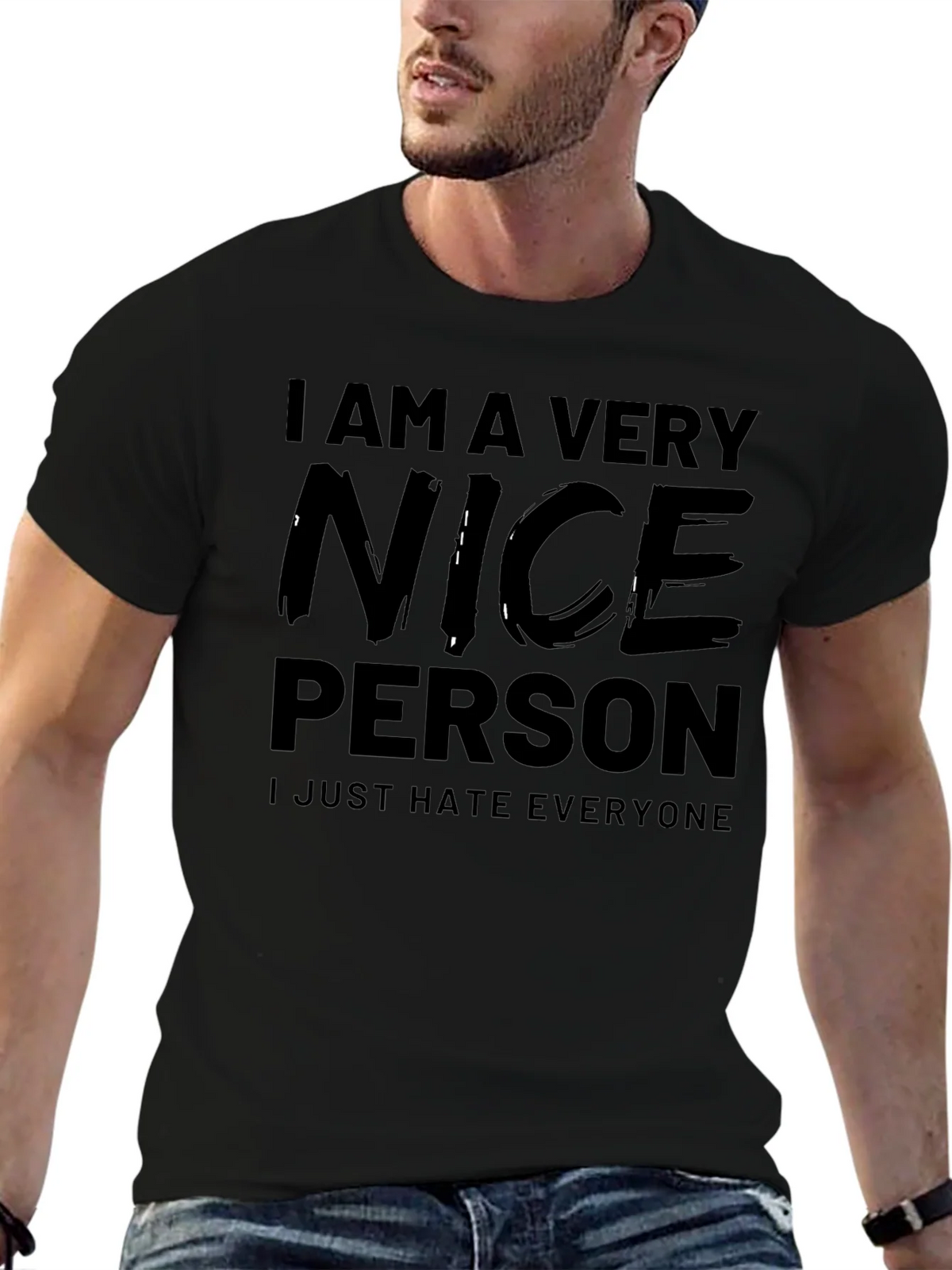 Funny I Am A Very Nice Person Black T-Shirt product image 6