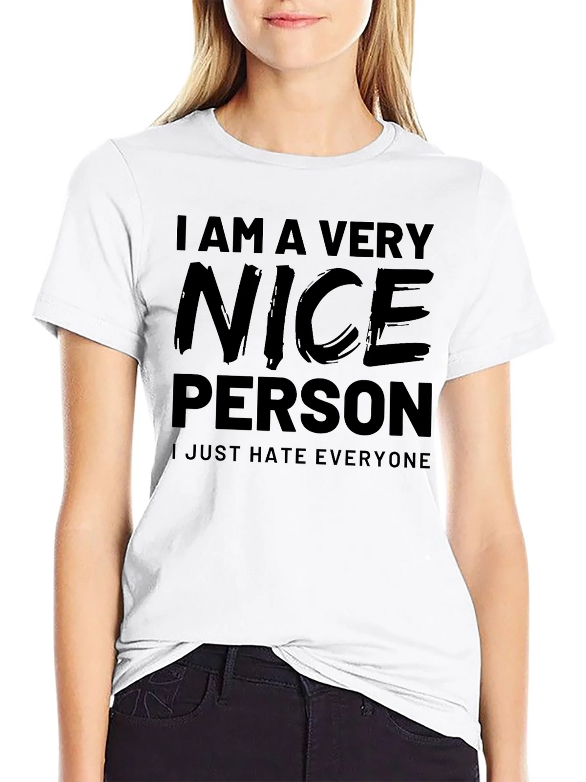 Funny I Am A Very Nice Person Black T-Shirt product image 8