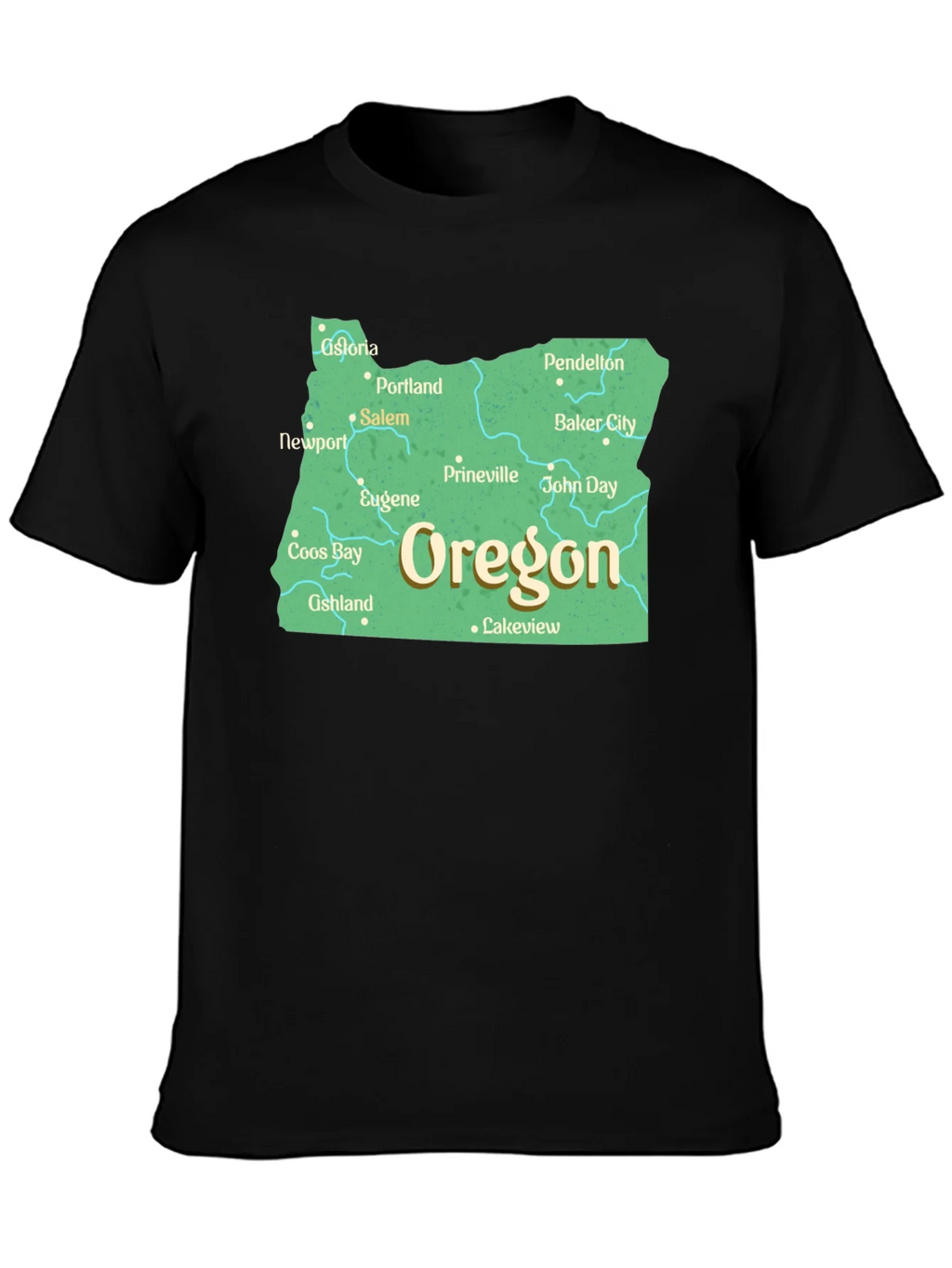 Oregon State Map Black T-Shirt product image 3