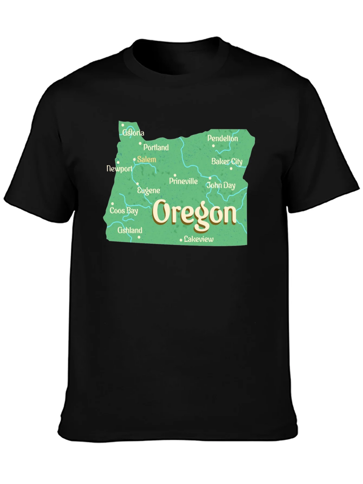 Oregon State Map Black T-Shirt product image 3