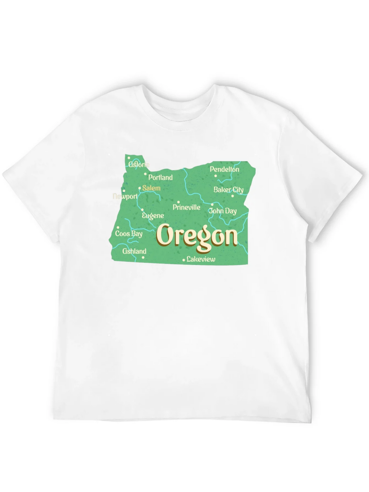 Oregon State Map Black T-Shirt product image 11