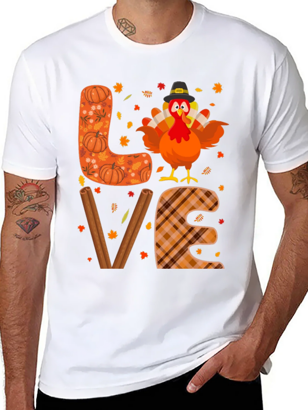 Thanksgiving Turkey LOVE Graphic T-Shirt product image 7