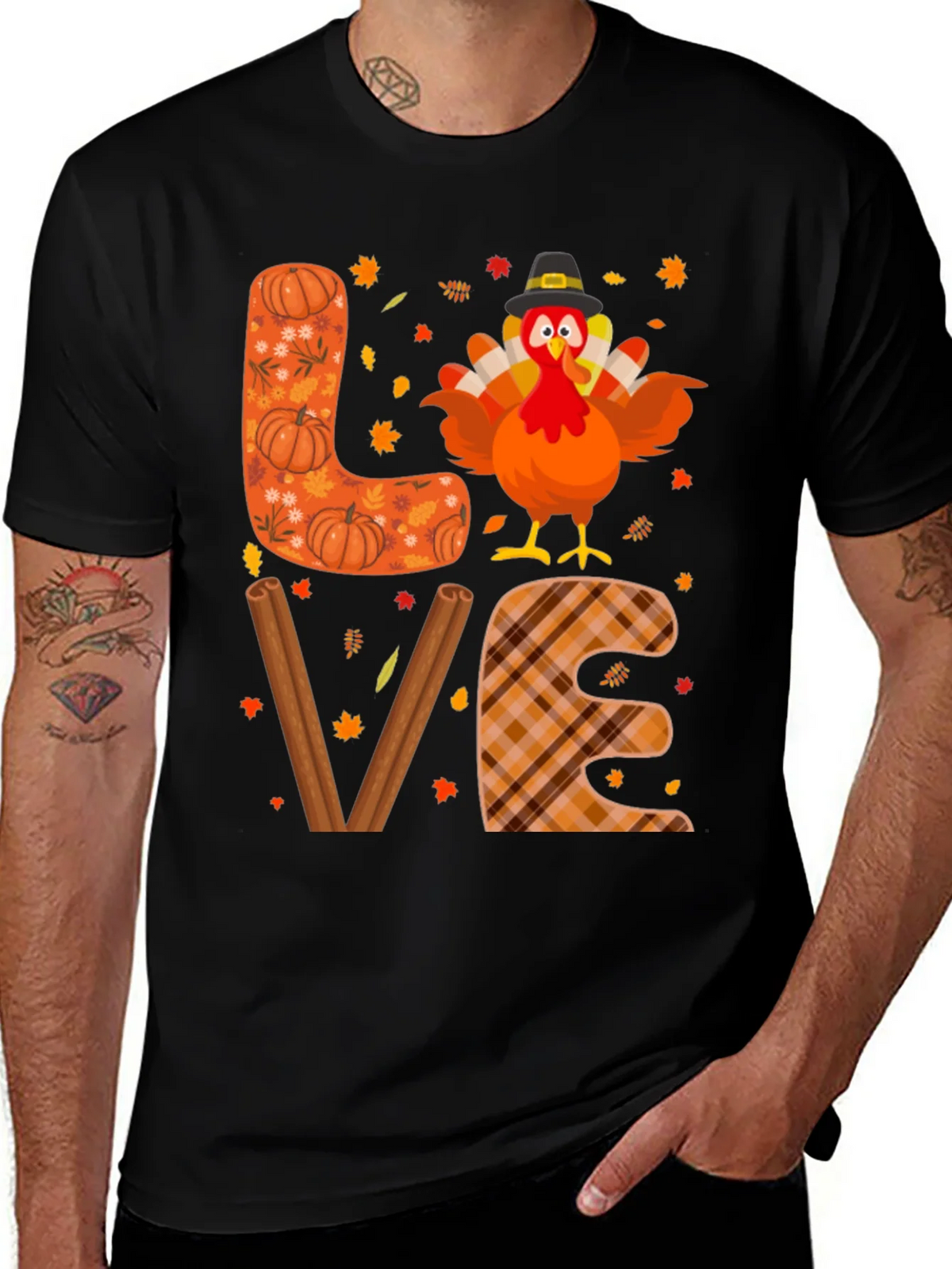 Thanksgiving Turkey LOVE Graphic T-Shirt product image 1