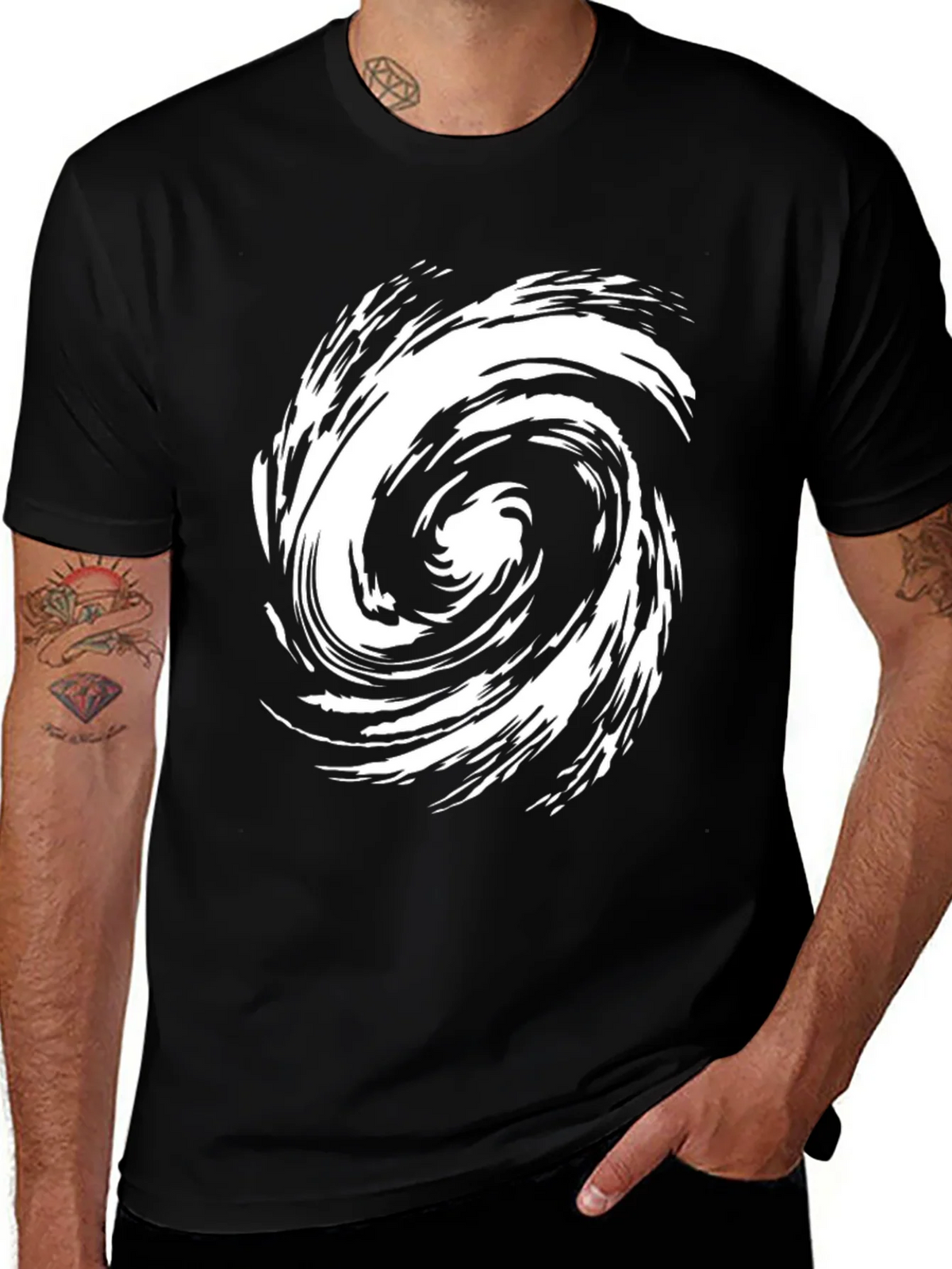 Abstract Swirl Graphic Tee - Casual Black T-Shirt product image 1