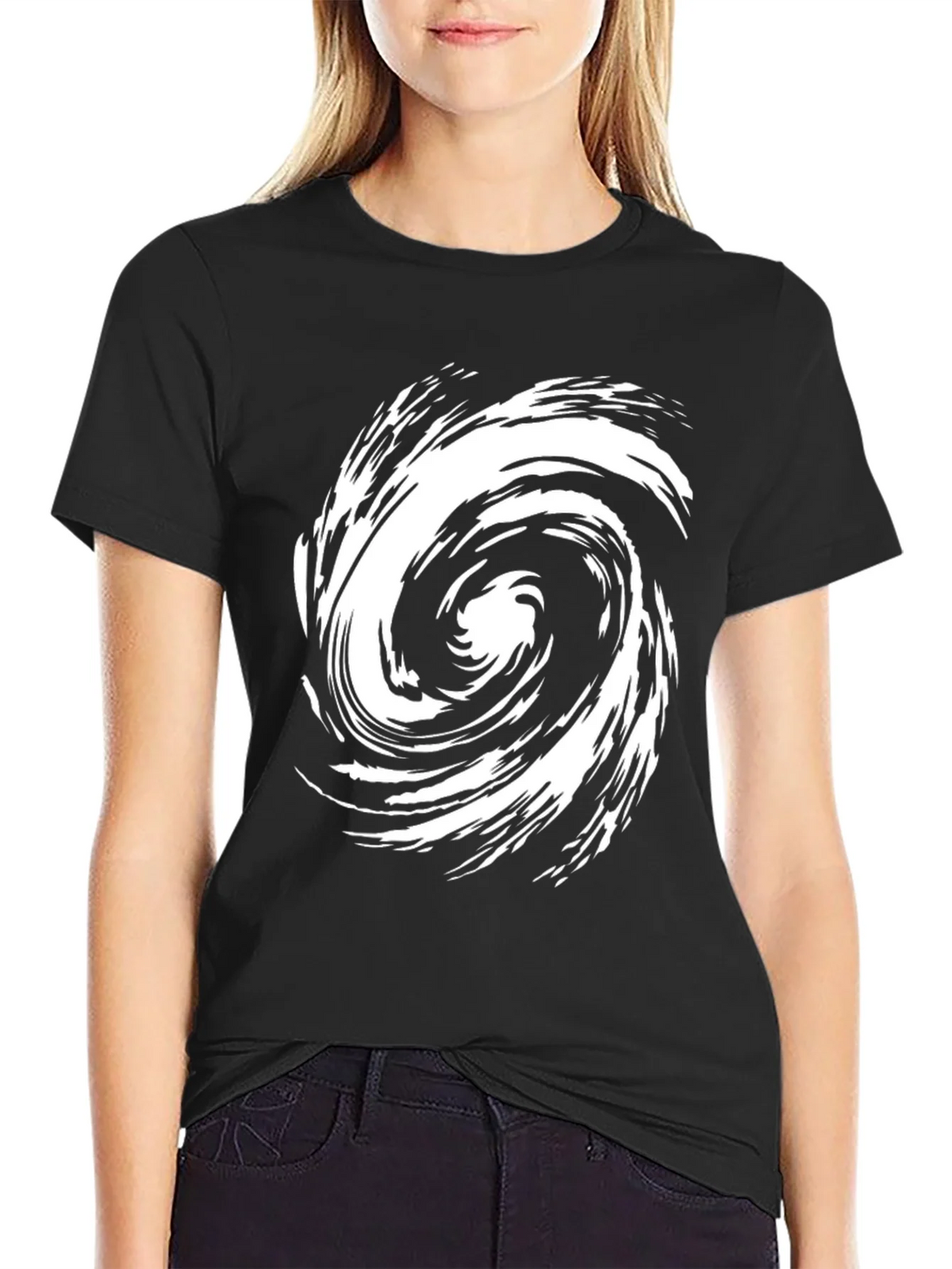 Abstract Swirl Graphic Tee - Casual Black T-Shirt product image 2