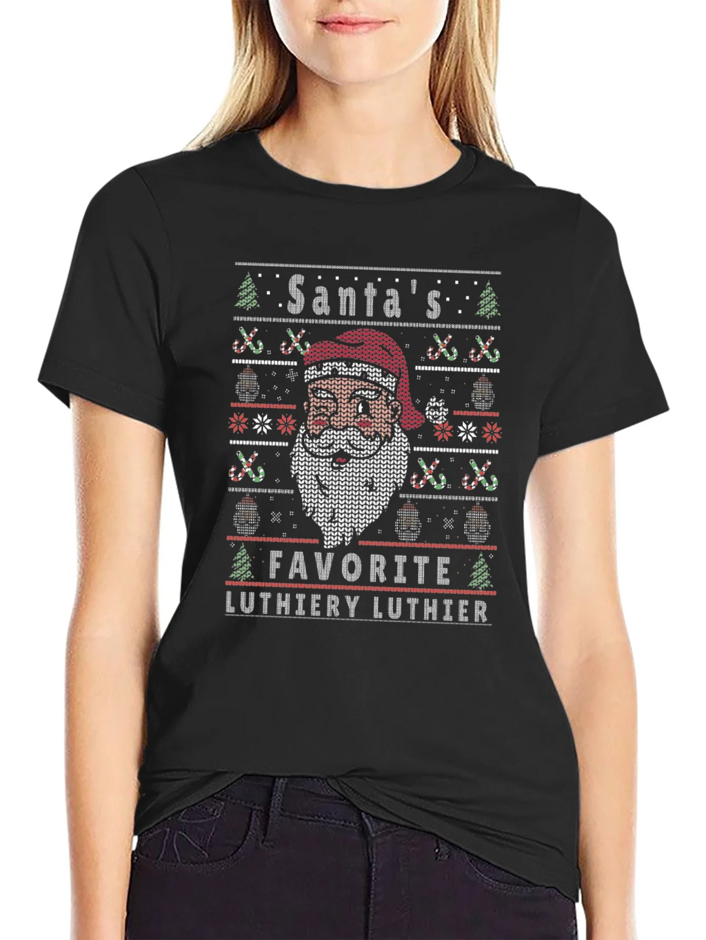 Santas Favorite Luthier Ugly Christmas Sweater T-Shirt product image 1