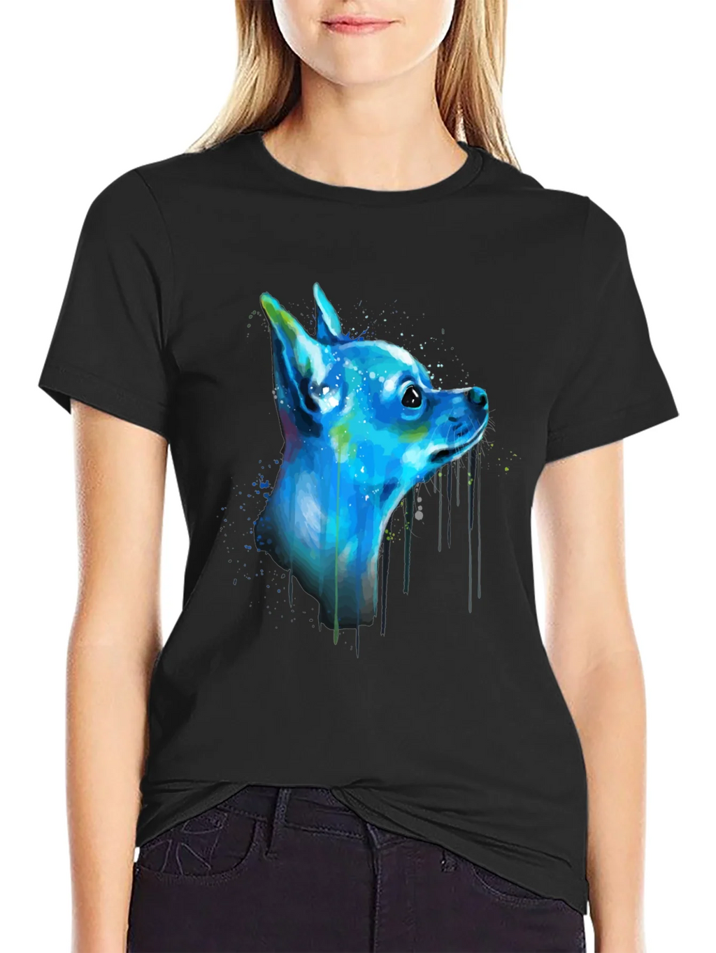 Colorful Chihuahua Graphic Tee - Black product image 2