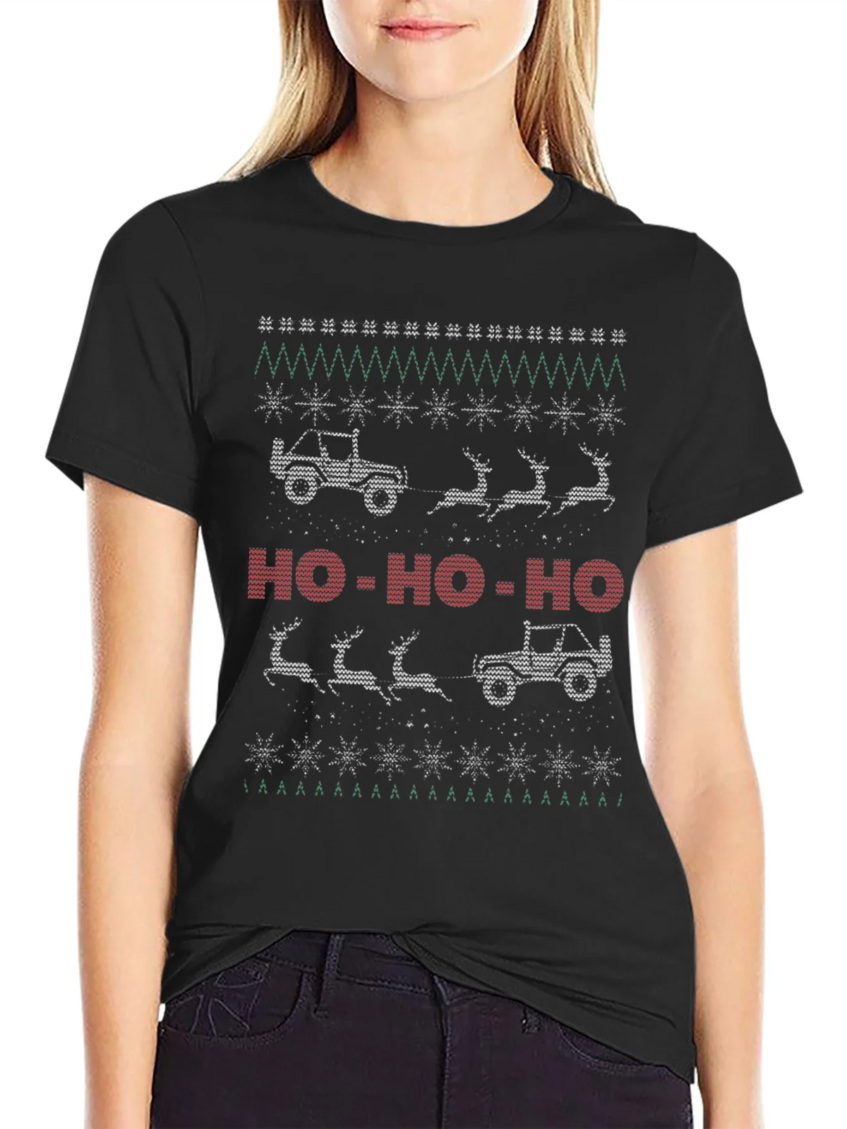 Christmas Jeep Reindeer T-Shirt Holiday Gift product image 2