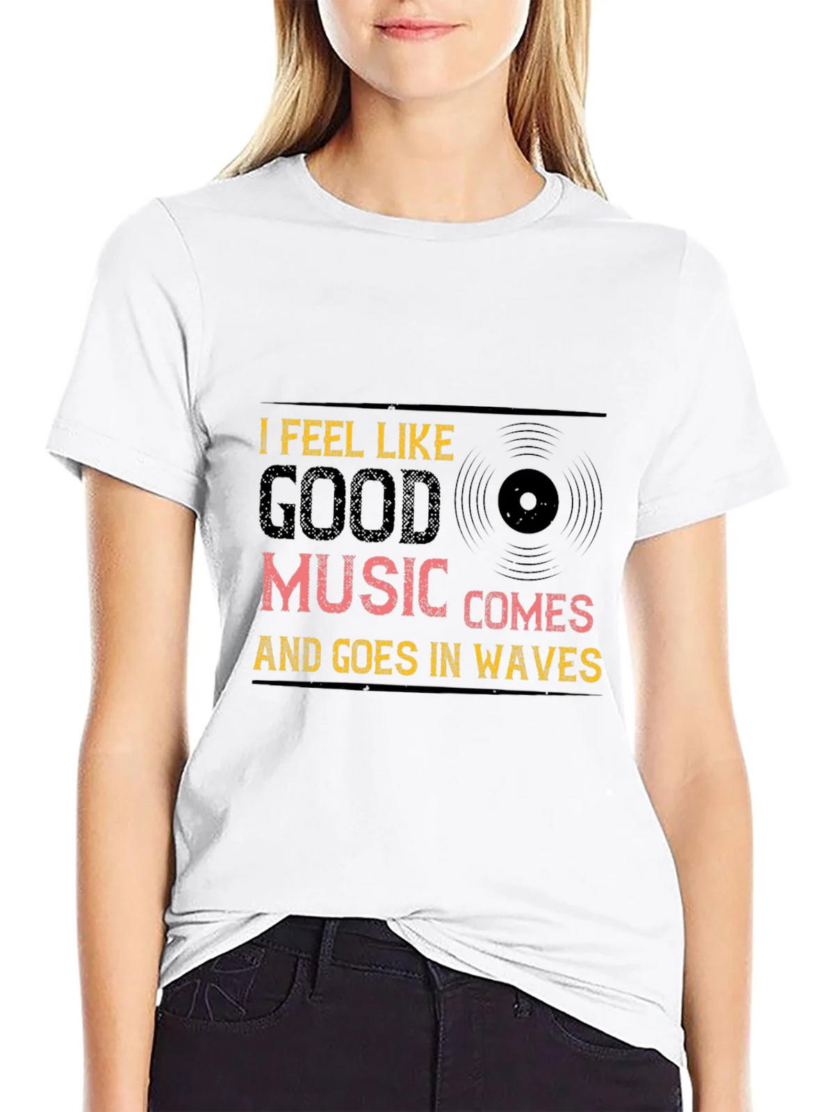 Music Waves Graphic Tee - Black Cotton T-Shirt product image 8