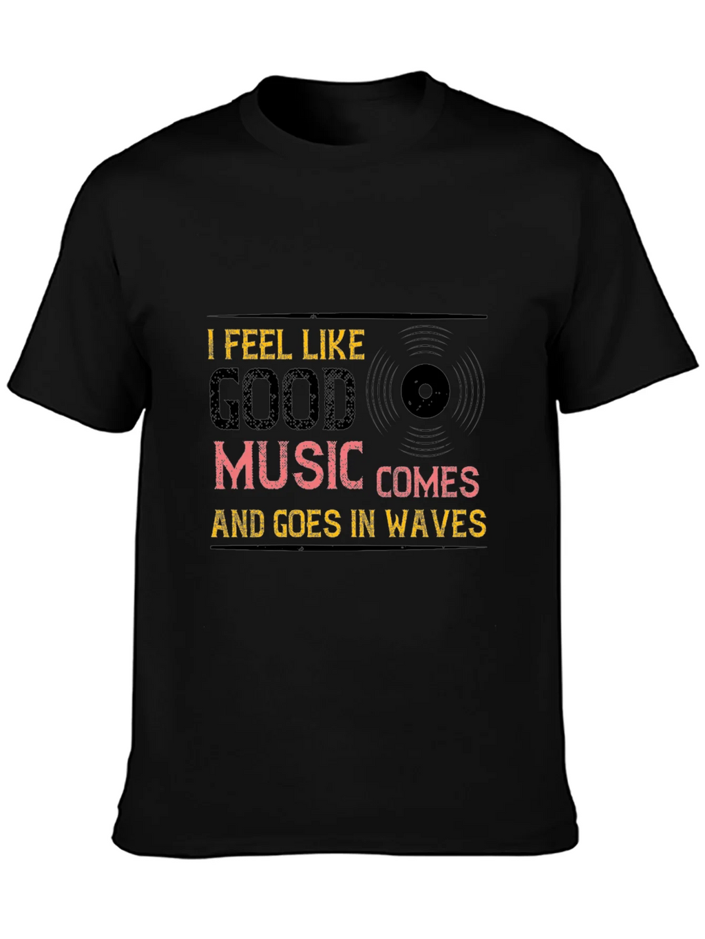 Music Waves Graphic Tee - Black Cotton T-Shirt product image 3