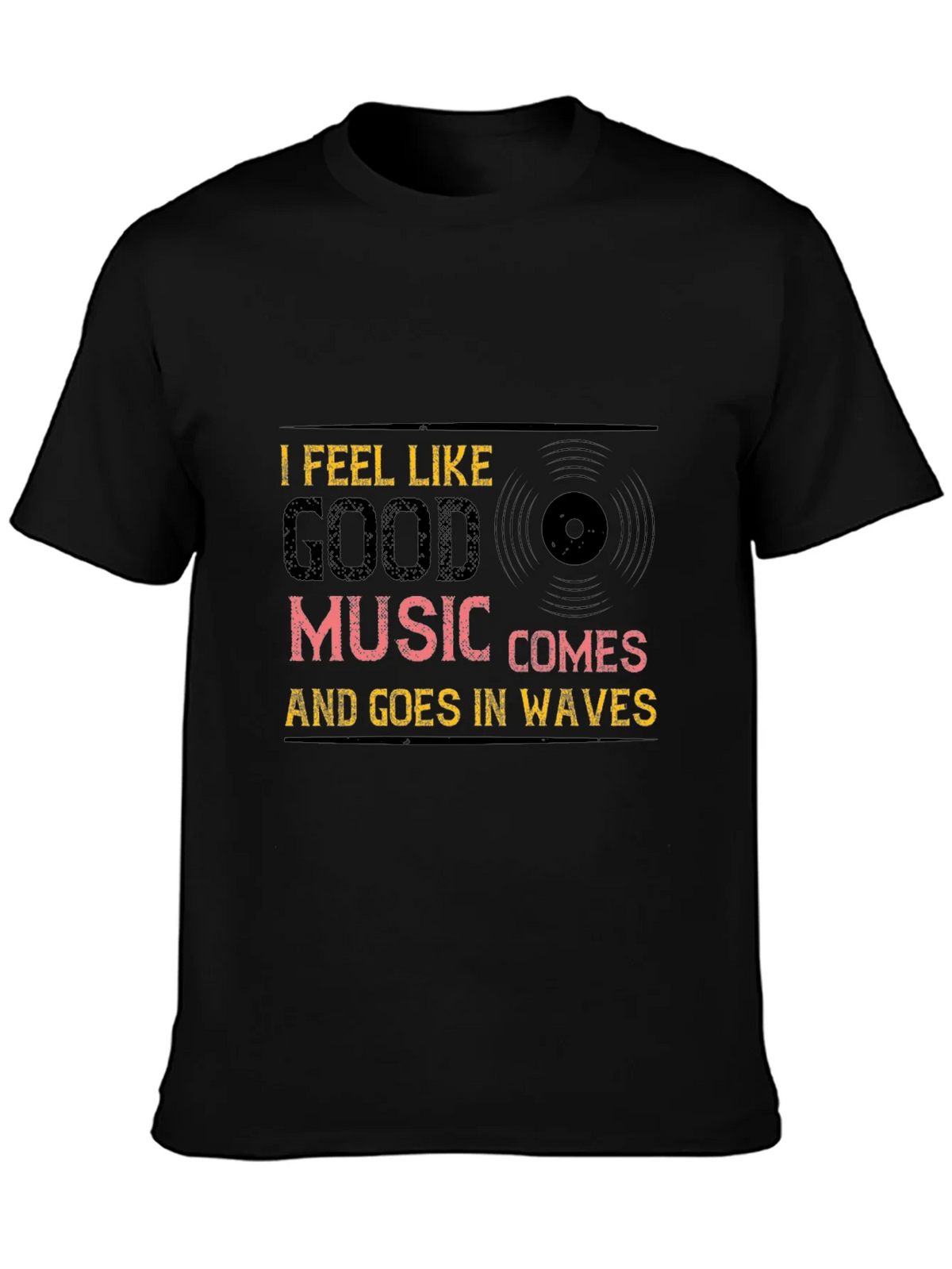 Music Waves Graphic Tee - Black Cotton T-Shirt product image 3