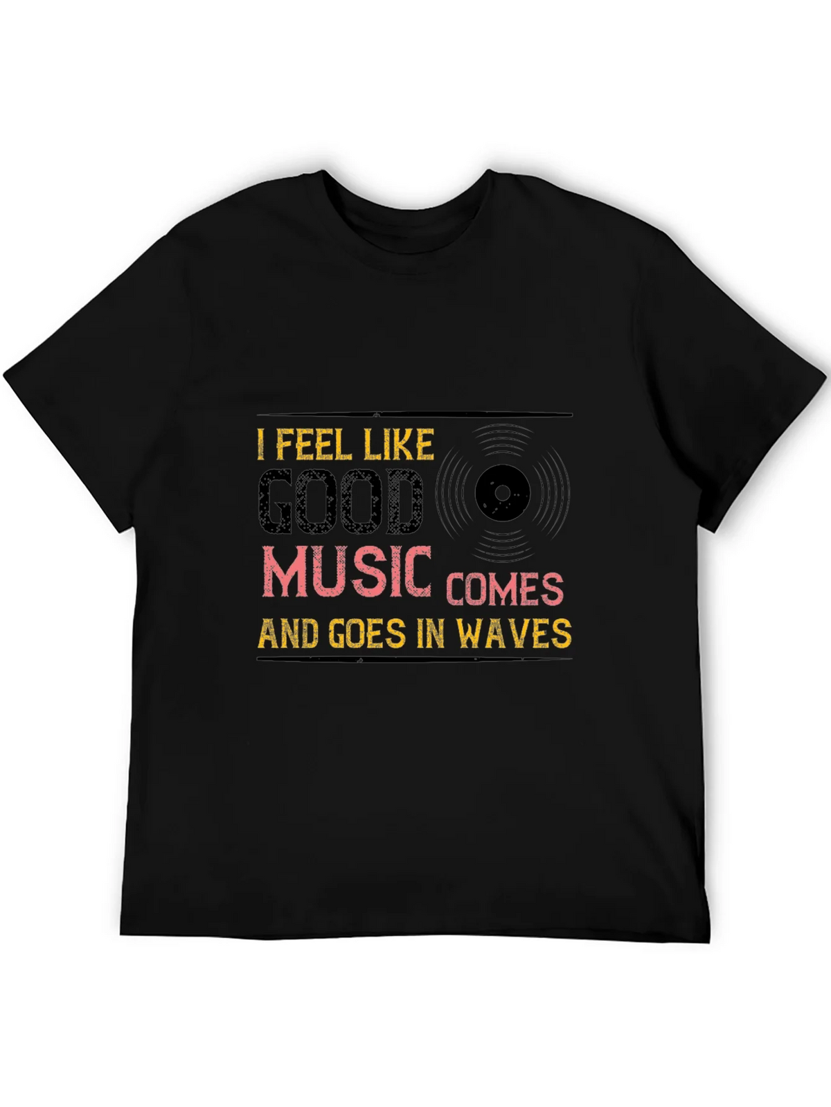 Music Waves Graphic Tee - Black Cotton T-Shirt product image 5