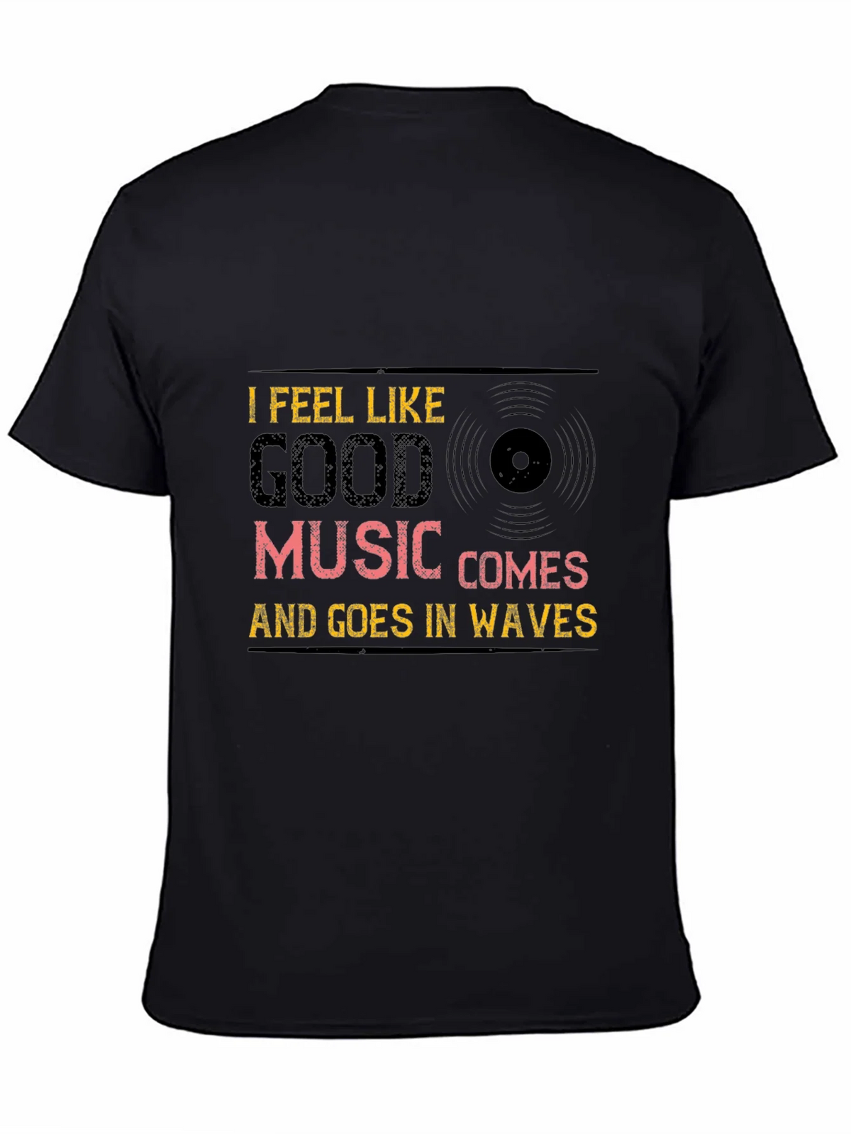 Music Waves Graphic Tee - Black Cotton T-Shirt product image 4