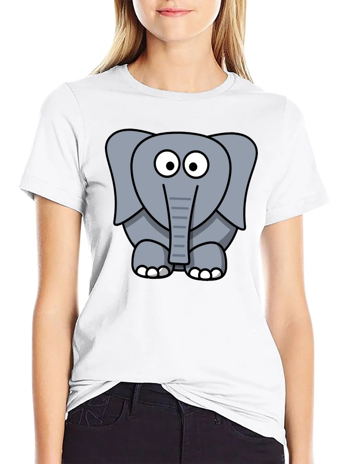 Cartoon Elephant Graphic Black T-Shirt product image 8