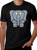 Cartoon Elephant Graphic Black T-Shirt product image 1