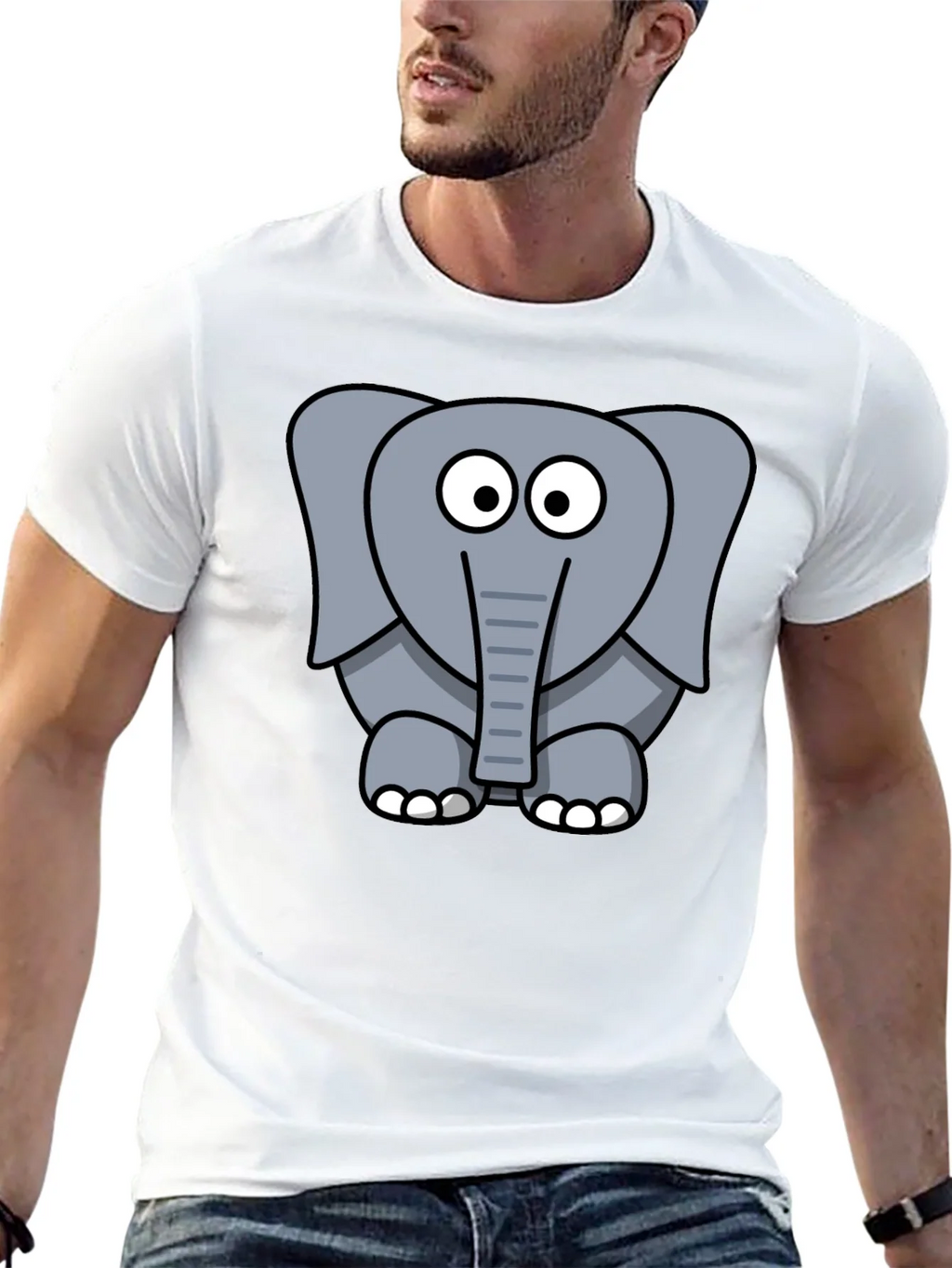 Cartoon Elephant Graphic Black T-Shirt product image 12