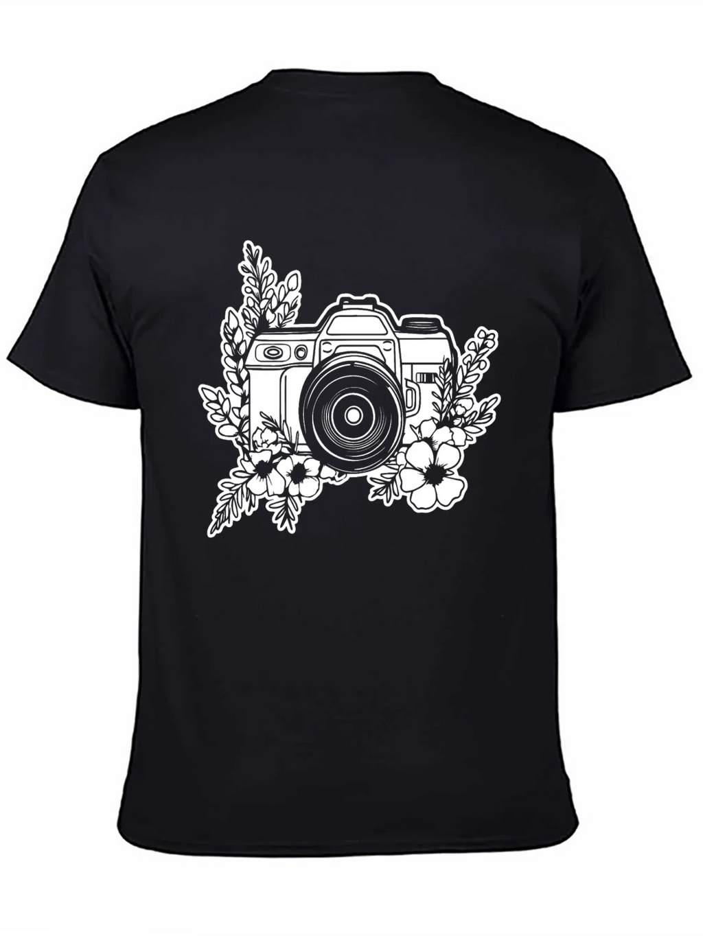 Floral Camera Black Graphic T-Shirt product image 4
