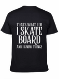 I Skateboard & I Know Things Black Graphic Tee product image 1