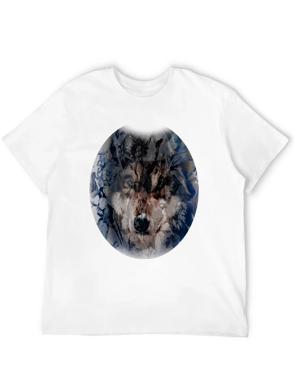 Wolf Floral Print Black T-Shirt product image 11