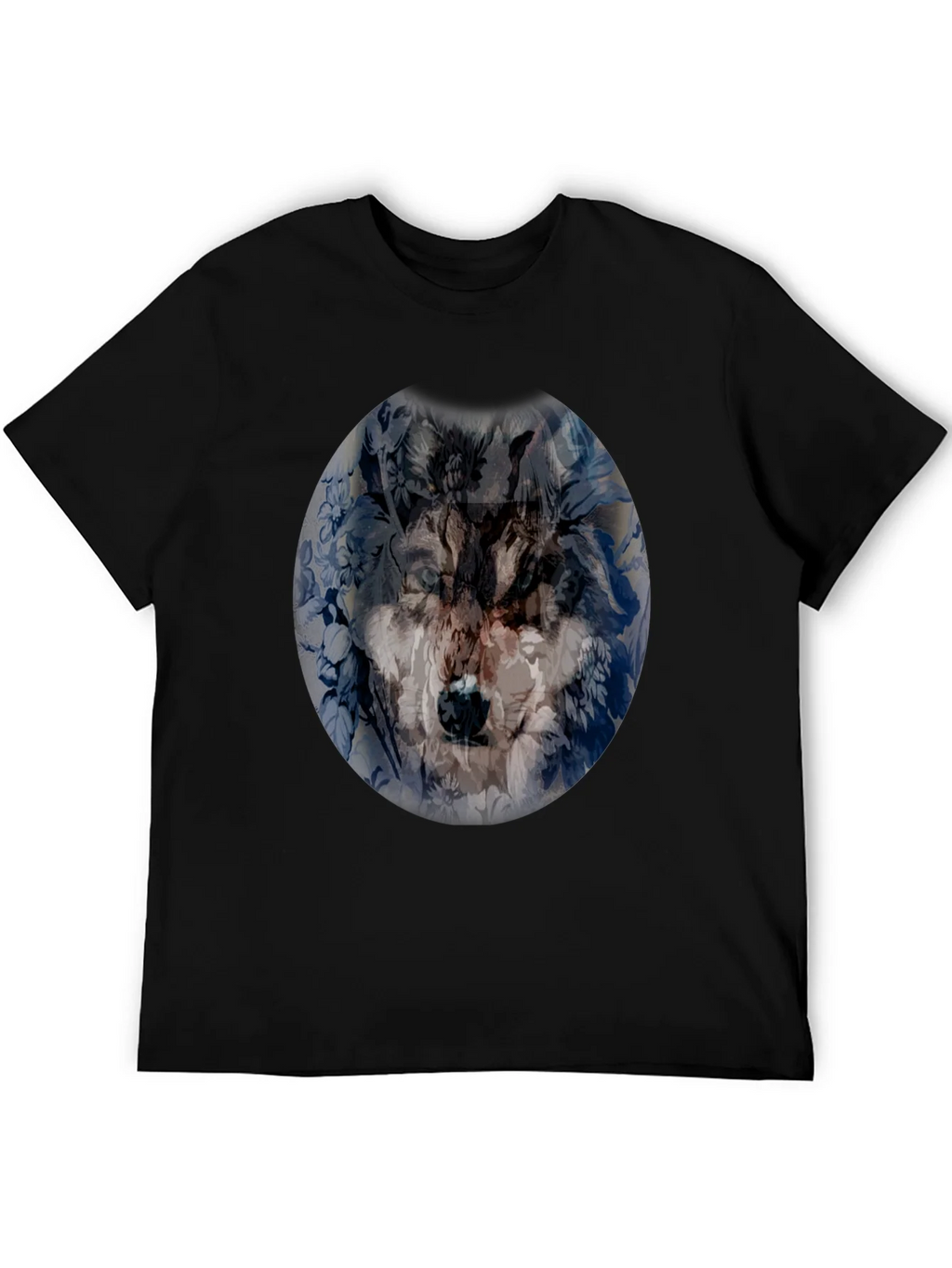 Wolf Floral Print Black T-Shirt product image 5
