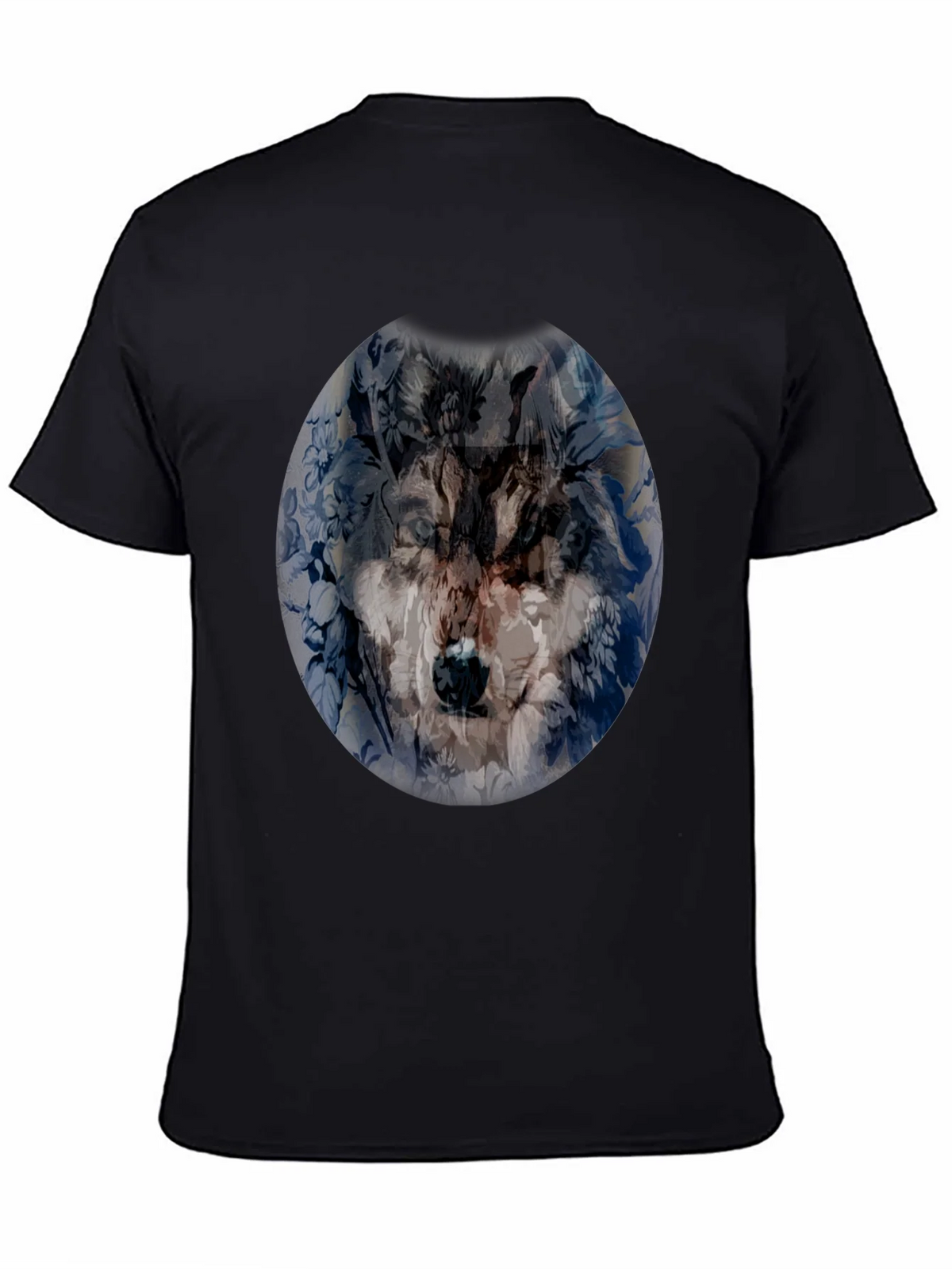 Wolf Floral Print Black T-Shirt product image 4