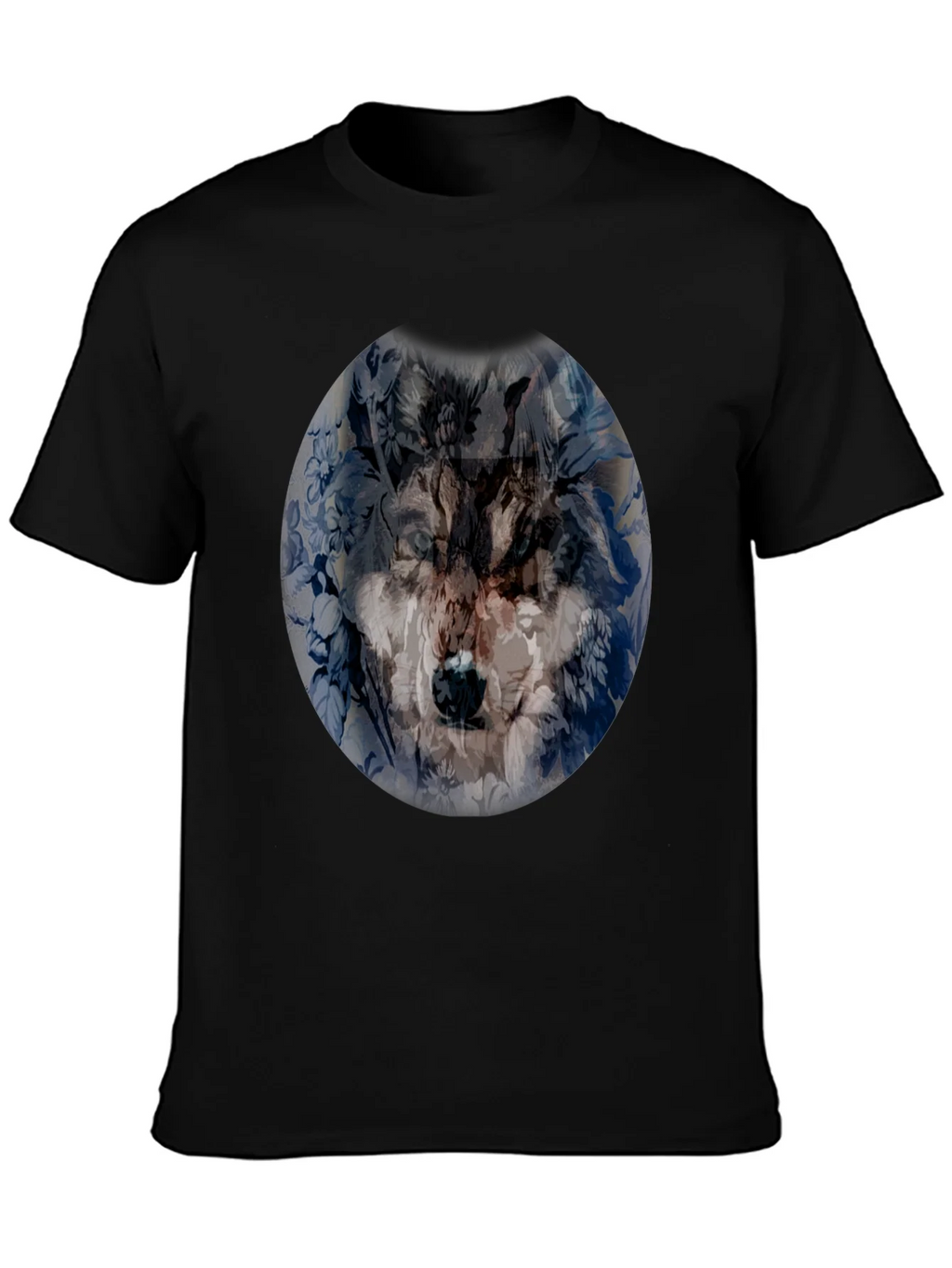 Wolf Floral Print Black T-Shirt product image 3