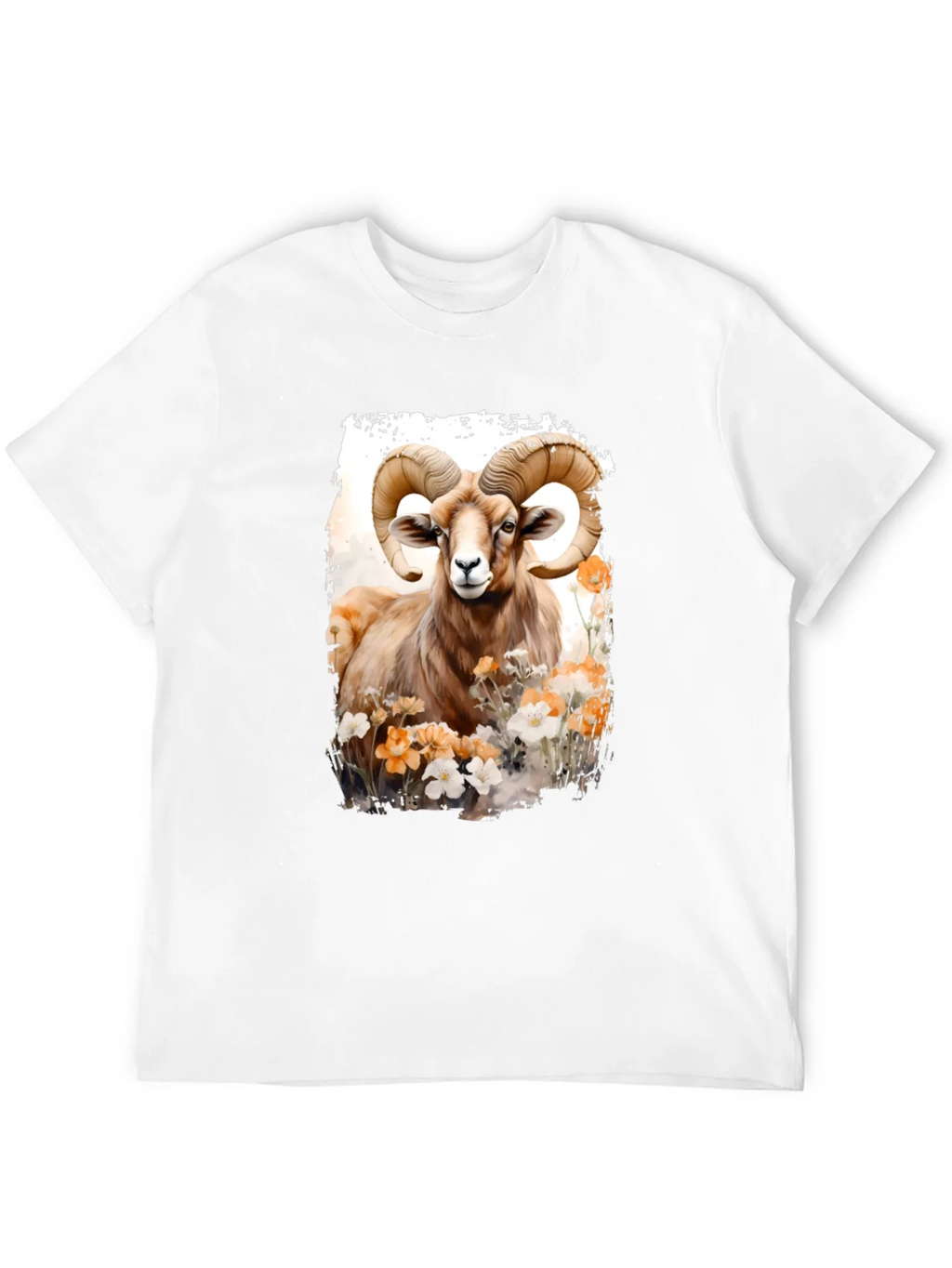 Ram Animal Floral Graphic Print Black Tee product image 8