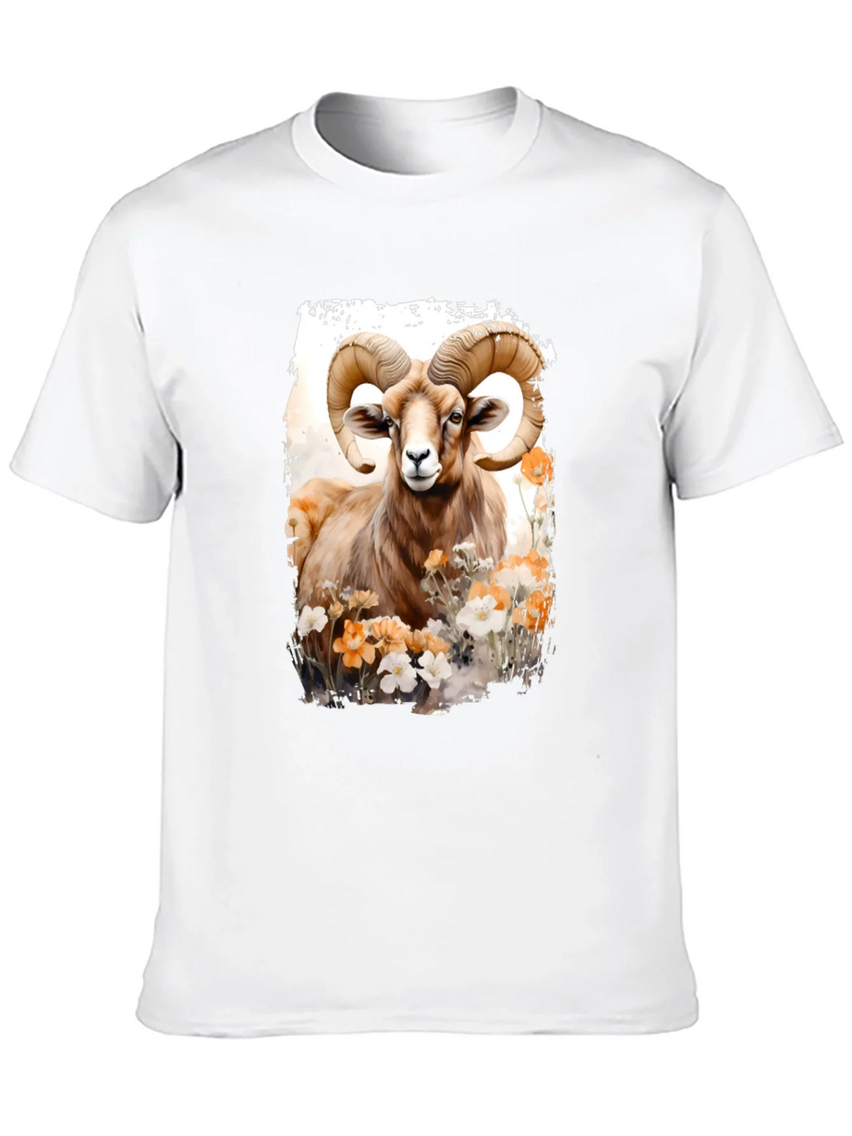 Ram Animal Floral Graphic Print Black Tee product image 6