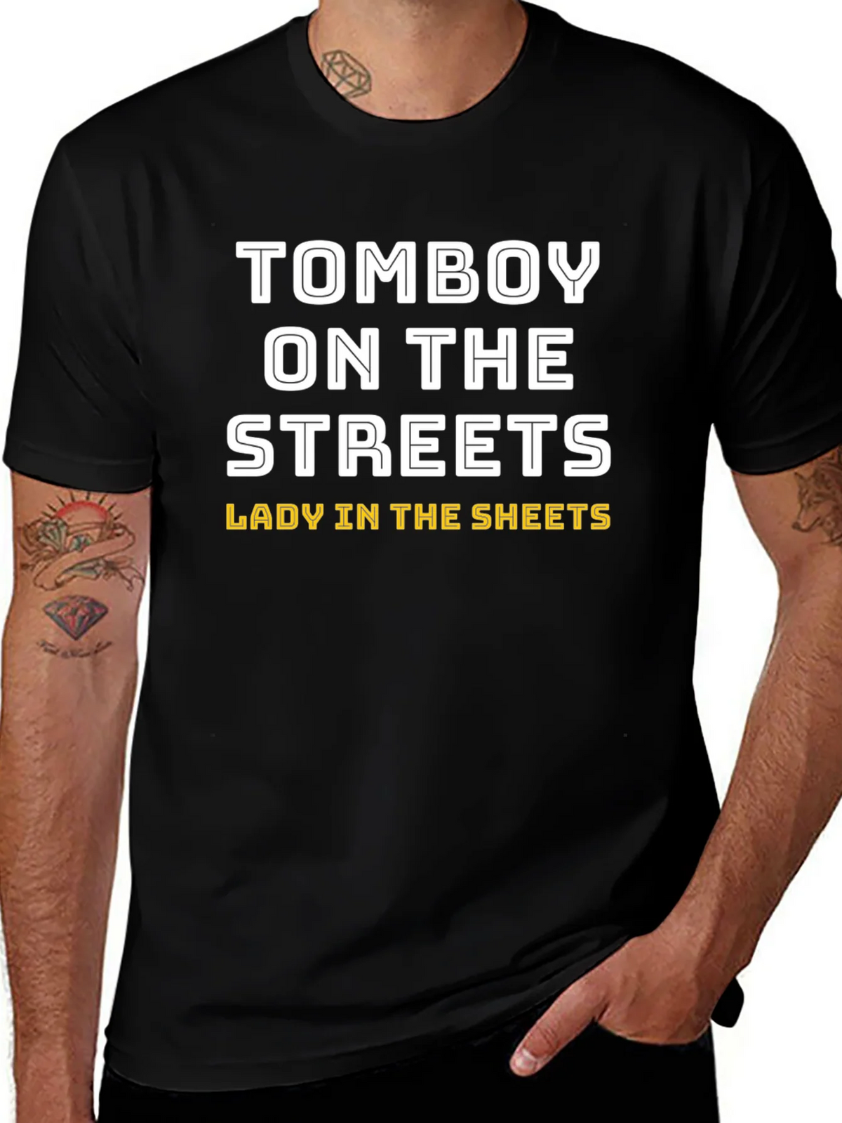 Tomboy On the Streets Lady In Sheets Black T-Shirt product image 1