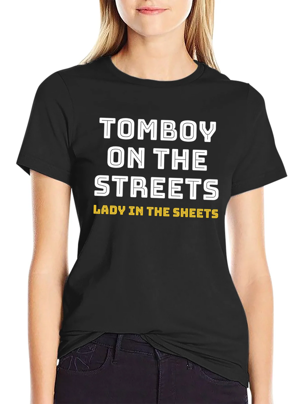 Tomboy On the Streets Lady In Sheets Black T-Shirt product image 2