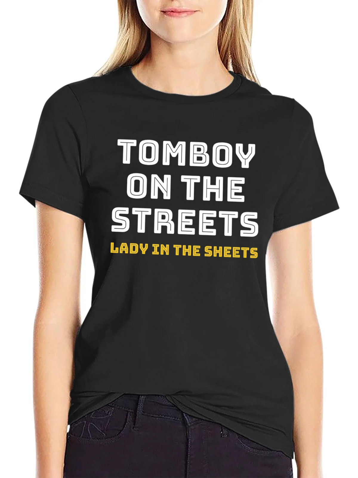 Tomboy On the Streets Lady In Sheets Black T-Shirt product image 2