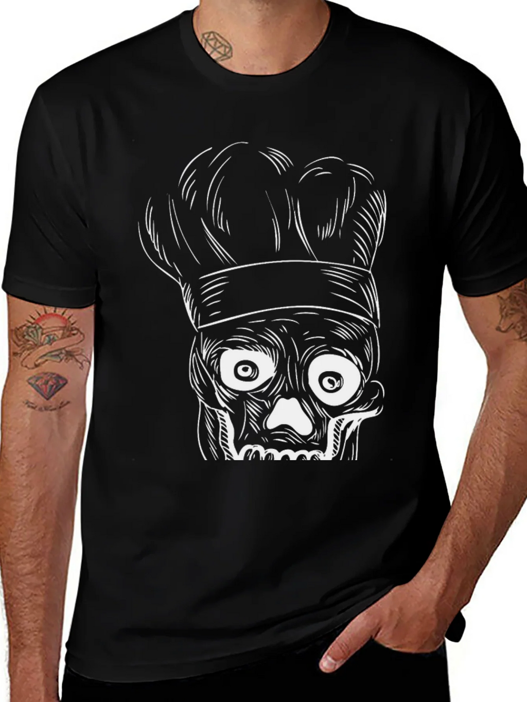 Chef Skull Graphic T-Shirt - Black product image 1