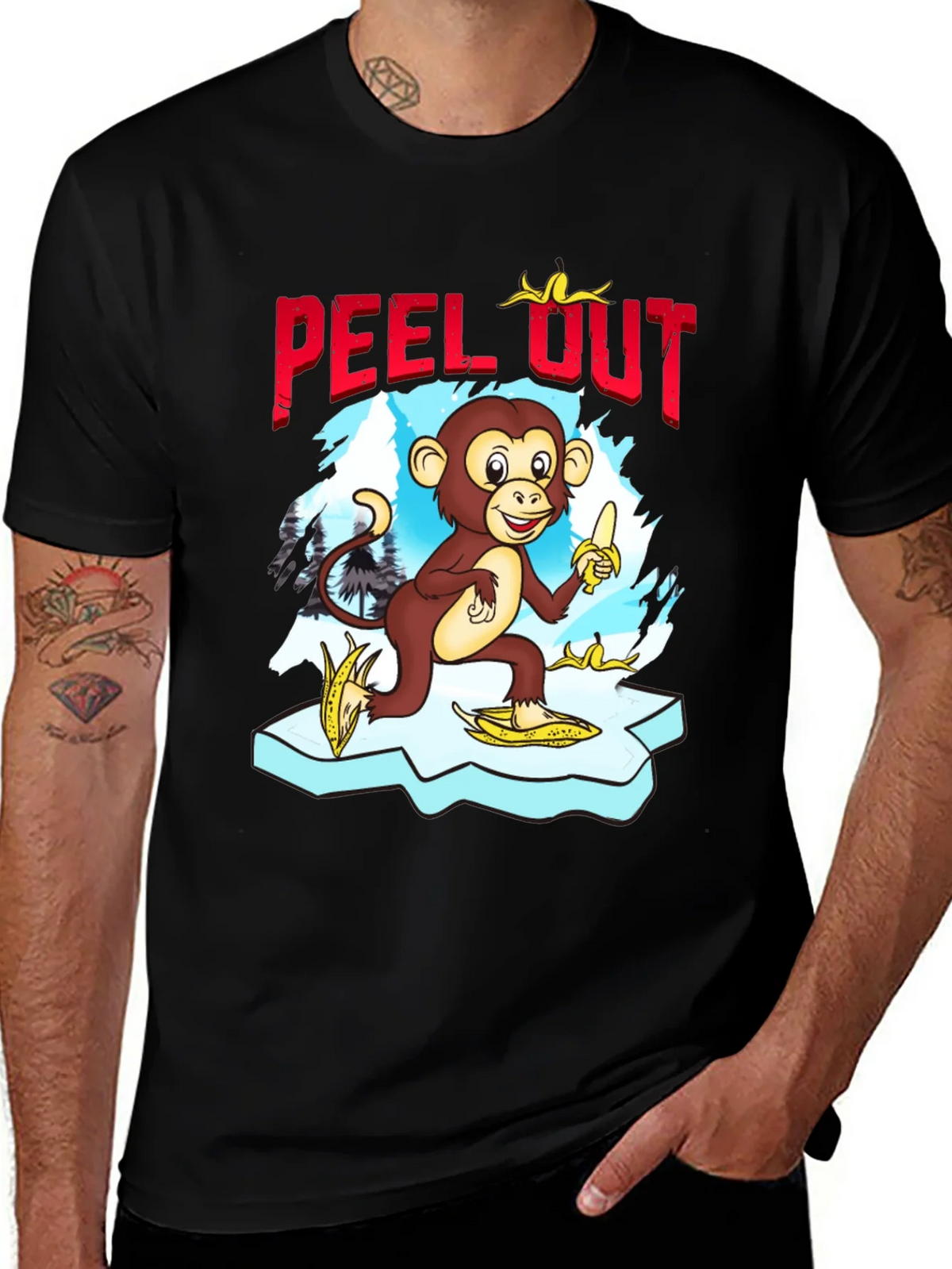 Peel Out Monkey T-Shirt - Funny Cartoon Tee product image 1