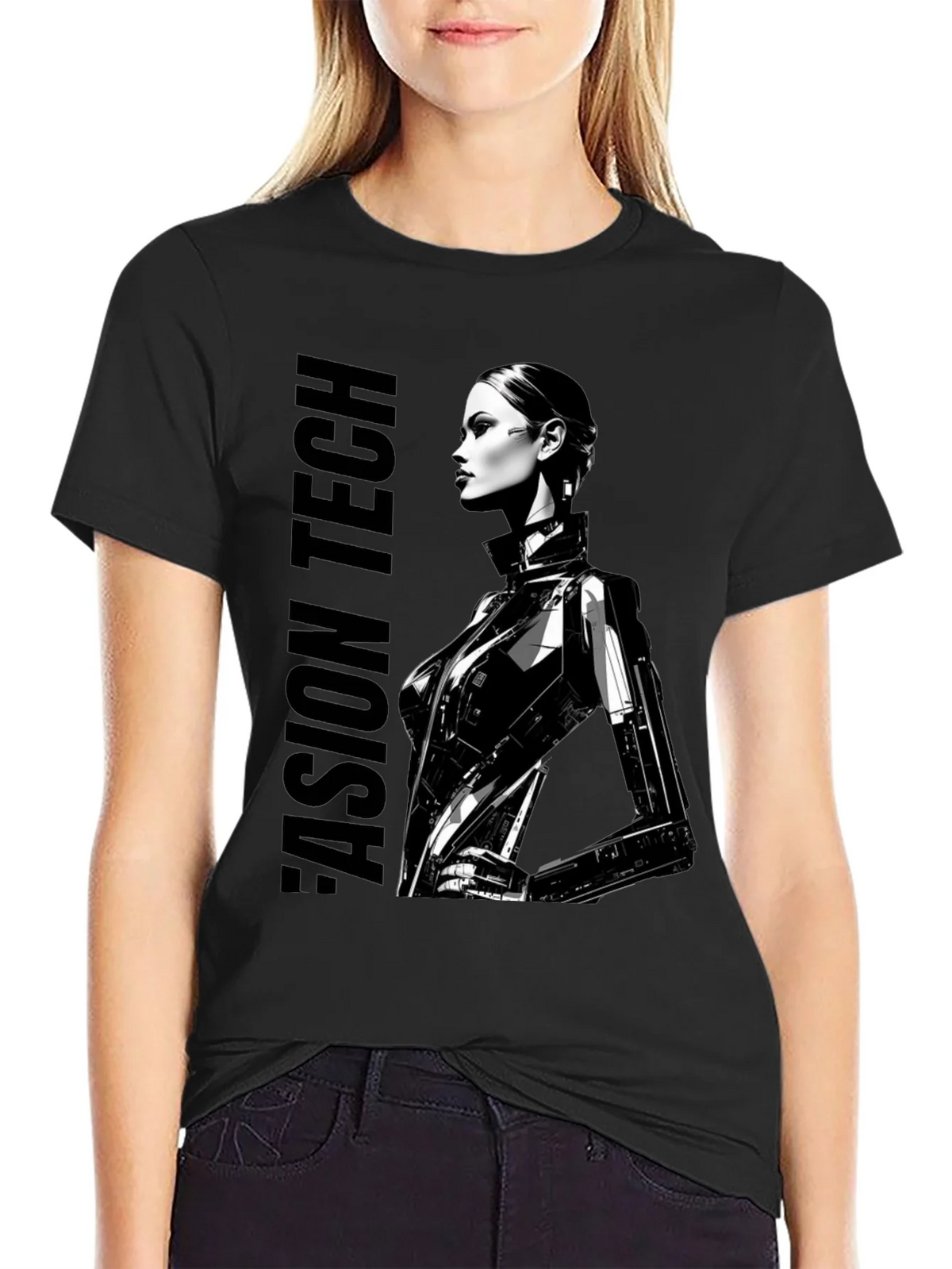 Cyberpunk Woman Graphic Tee - Fashion Tech Design product image 1