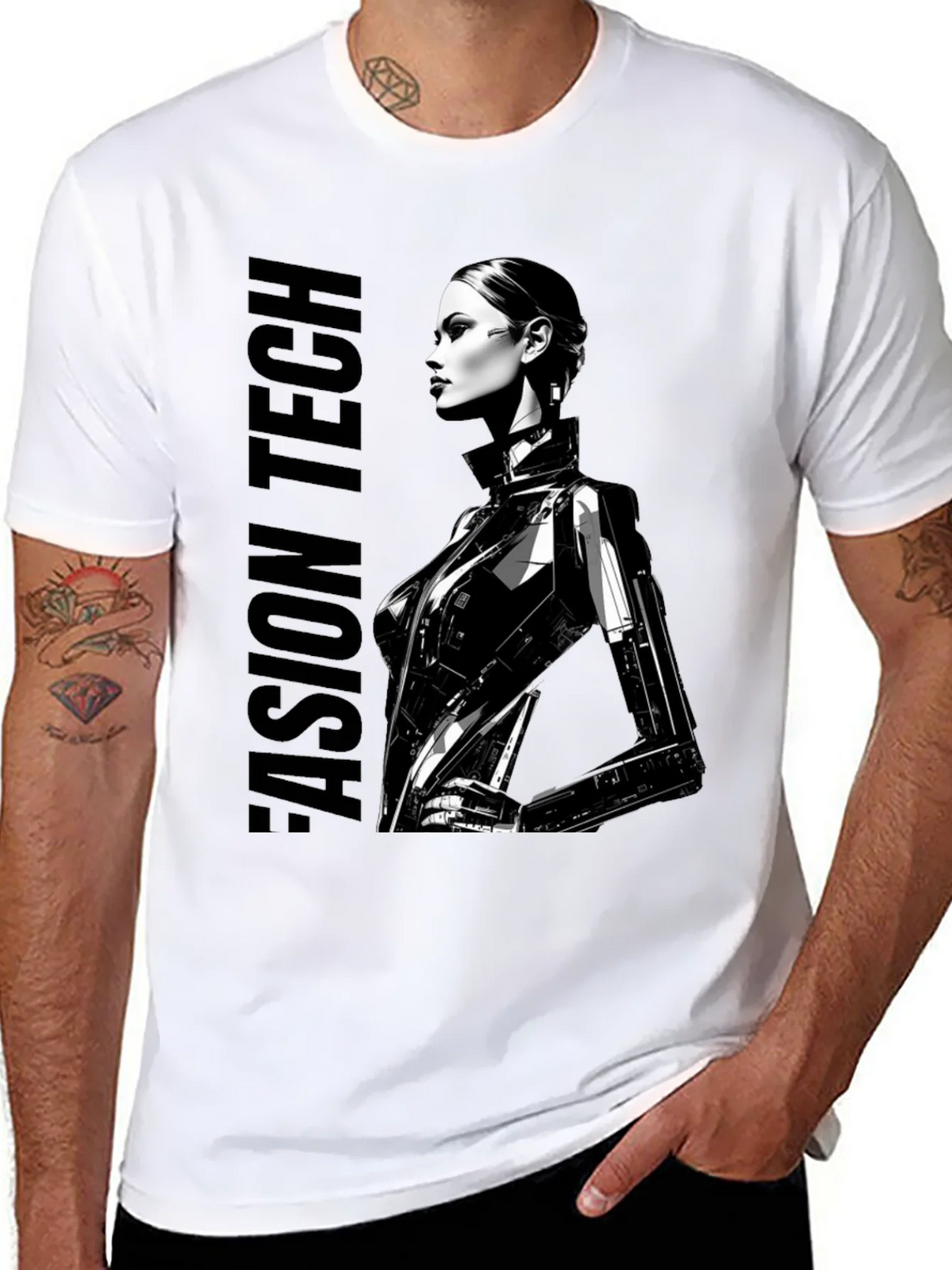 Cyberpunk Woman Graphic Tee - Fashion Tech Design product image 2