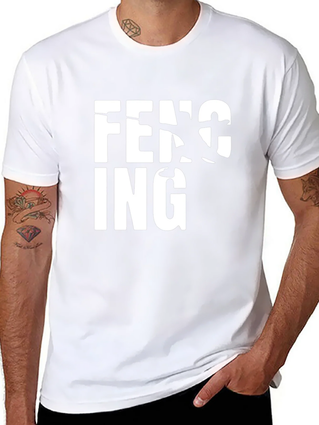 Fencing Graphic Print Black T-Shirt product image 7