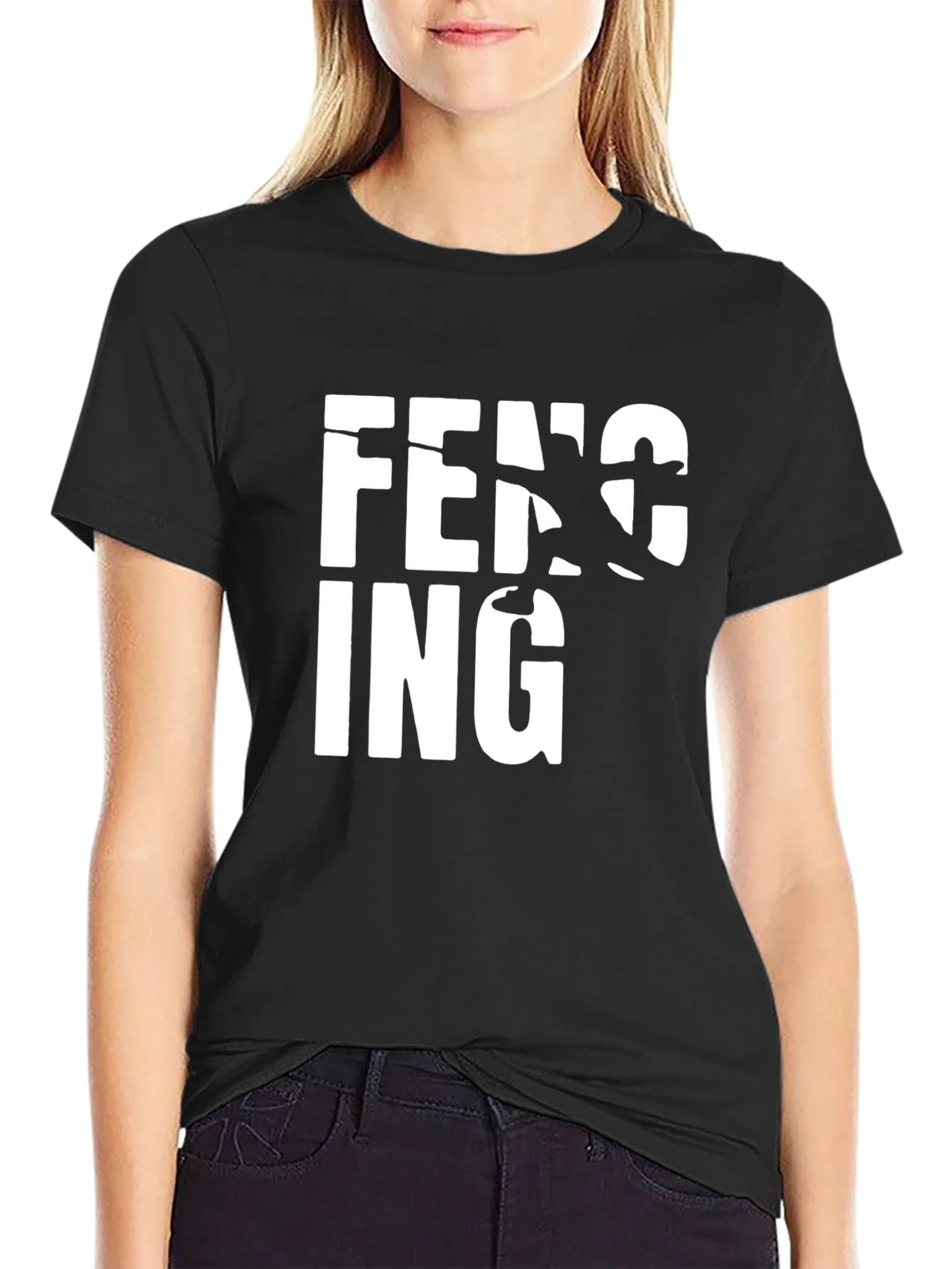 Fencing Graphic Print Black T-Shirt product image 2