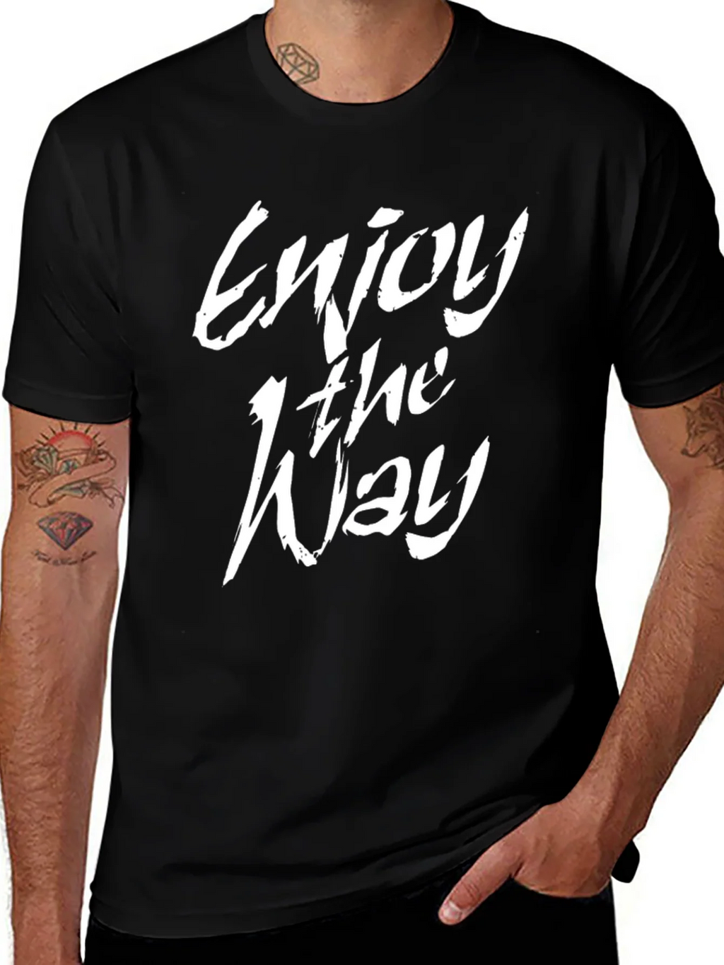 Enjoy the Way Graphic Tee - Black Cotton Casual Shirt product image 1