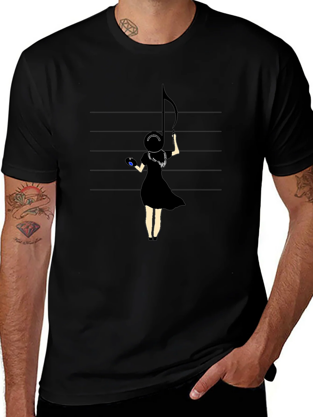 Musical Muse Graphic Tee - Black Crewneck T-Shirt product image 1