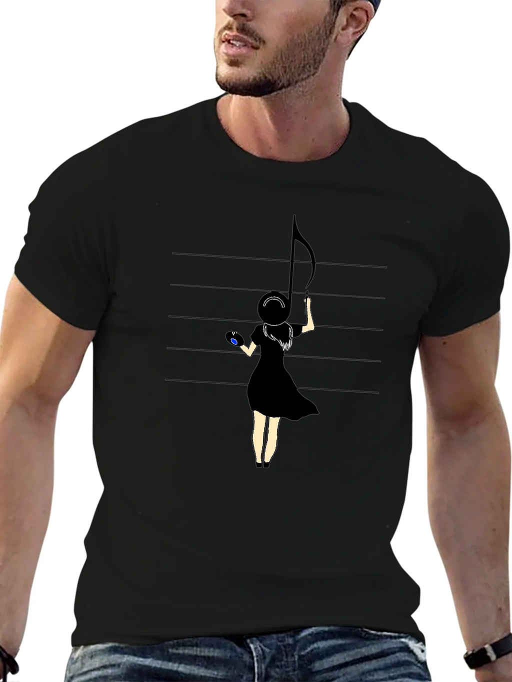 Musical Muse Graphic Tee - Black Crewneck T-Shirt product image 6