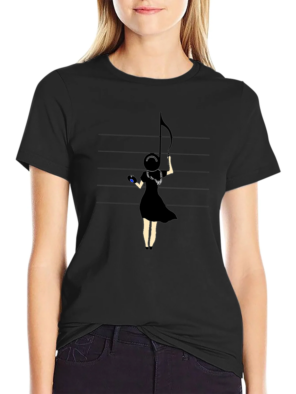 Musical Muse Graphic Tee - Black Crewneck T-Shirt product image 2