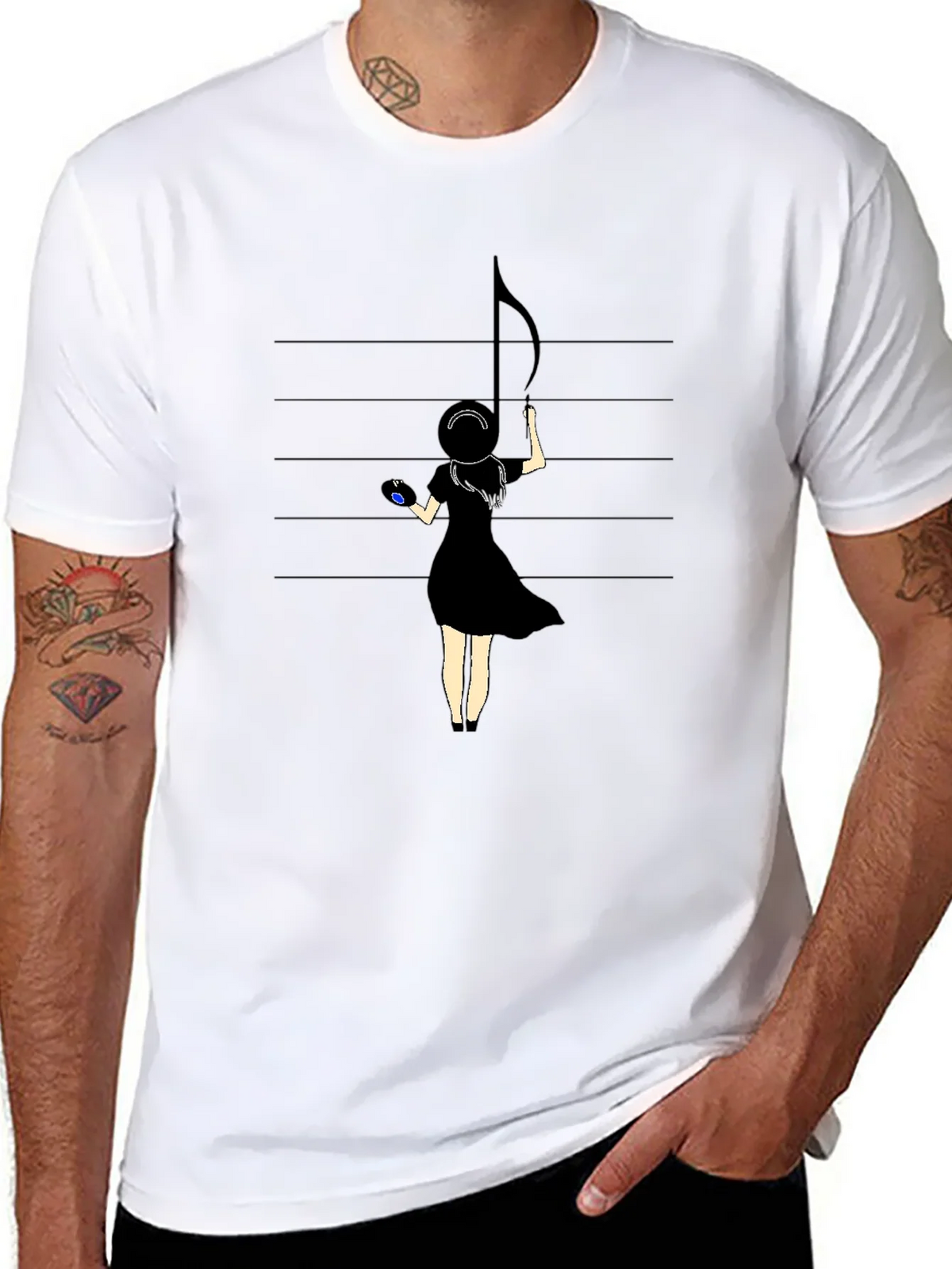 Musical Muse Graphic Tee - Black Crewneck T-Shirt product image 7