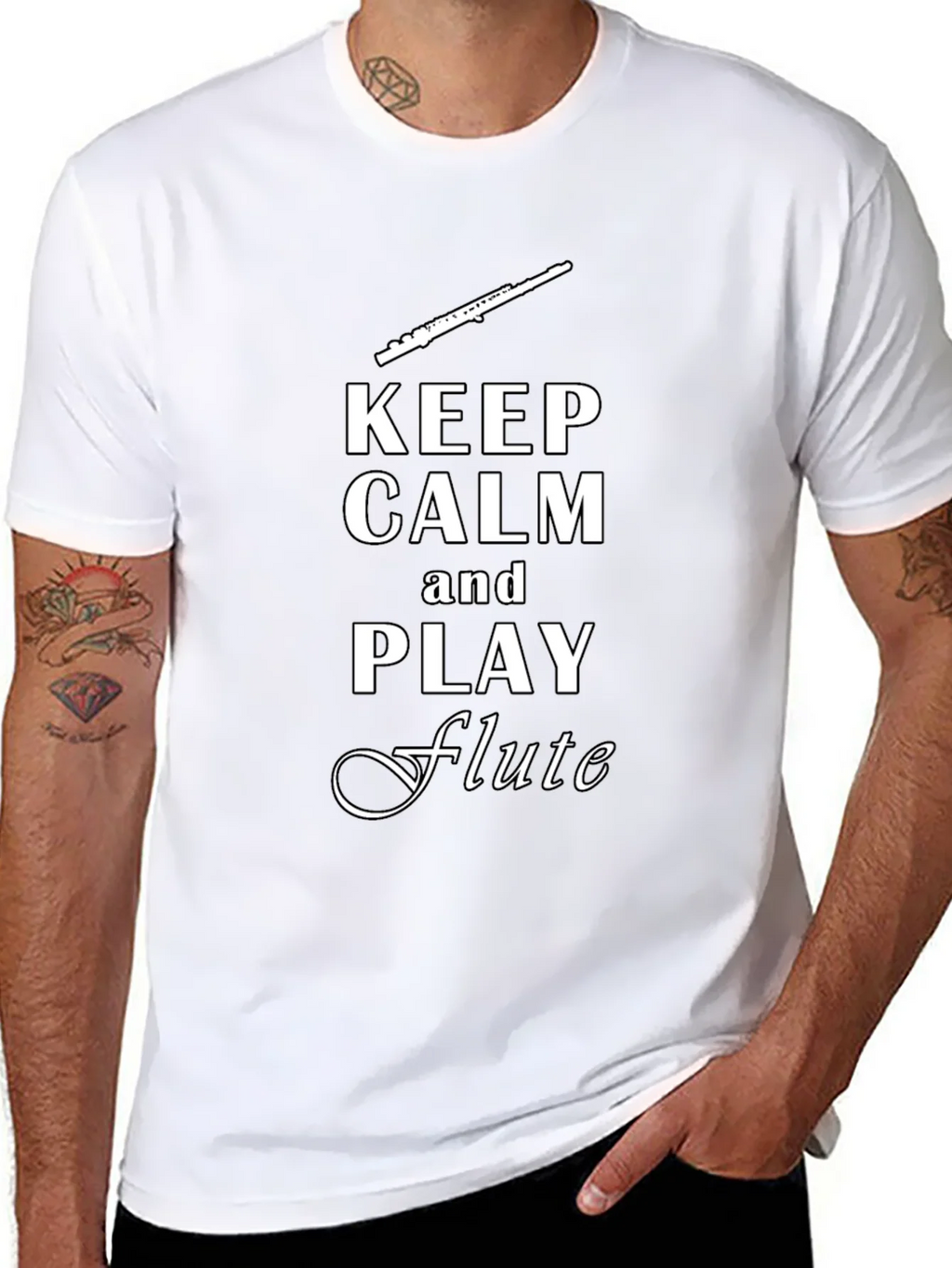 Keep Calm Play Flute Black T-Shirt product image 7