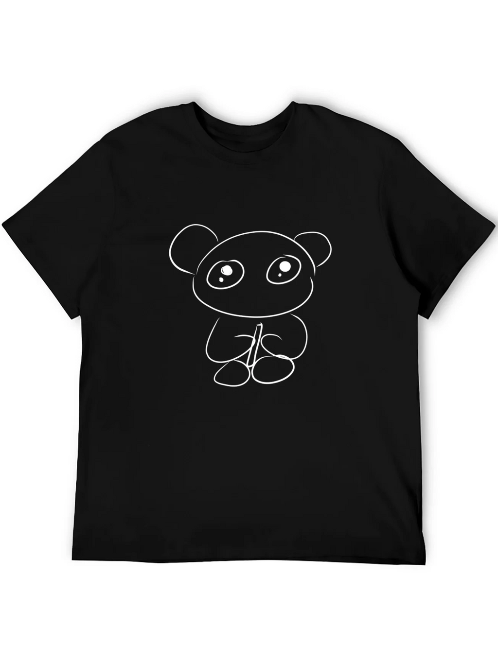 Cute Panda Bear Graphic Tee - Black Cotton Casual T-Shirt product image 5